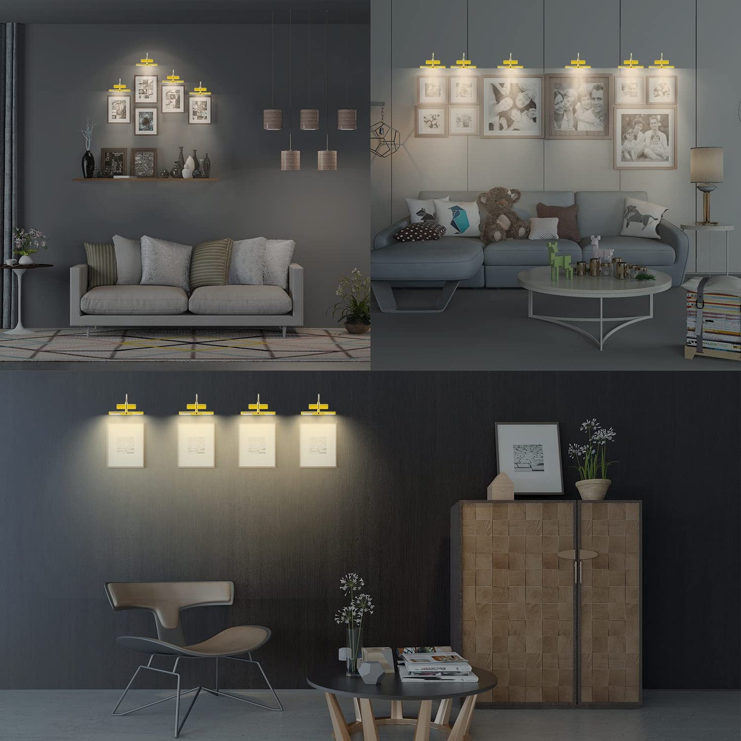 Skorter | Biglight Wireless Led Picture Light With Remote Control, Dimmable, 3 Modes, 8.8", Gold