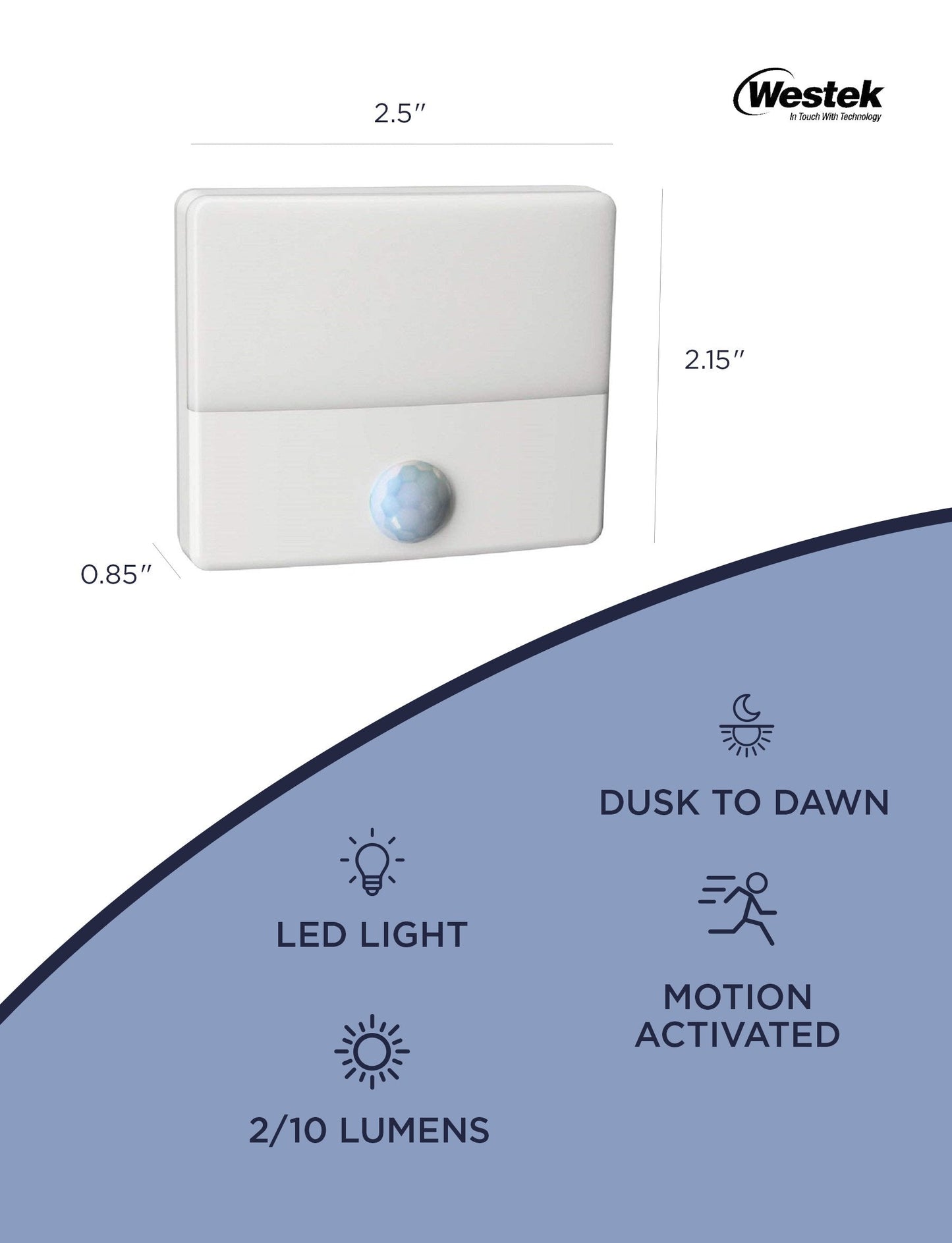 Skorter | Westek Led Motion Sensor Night Light - Energy Efficient, Twilight/Daylight, Warm Glow, Ultra-Thin, White