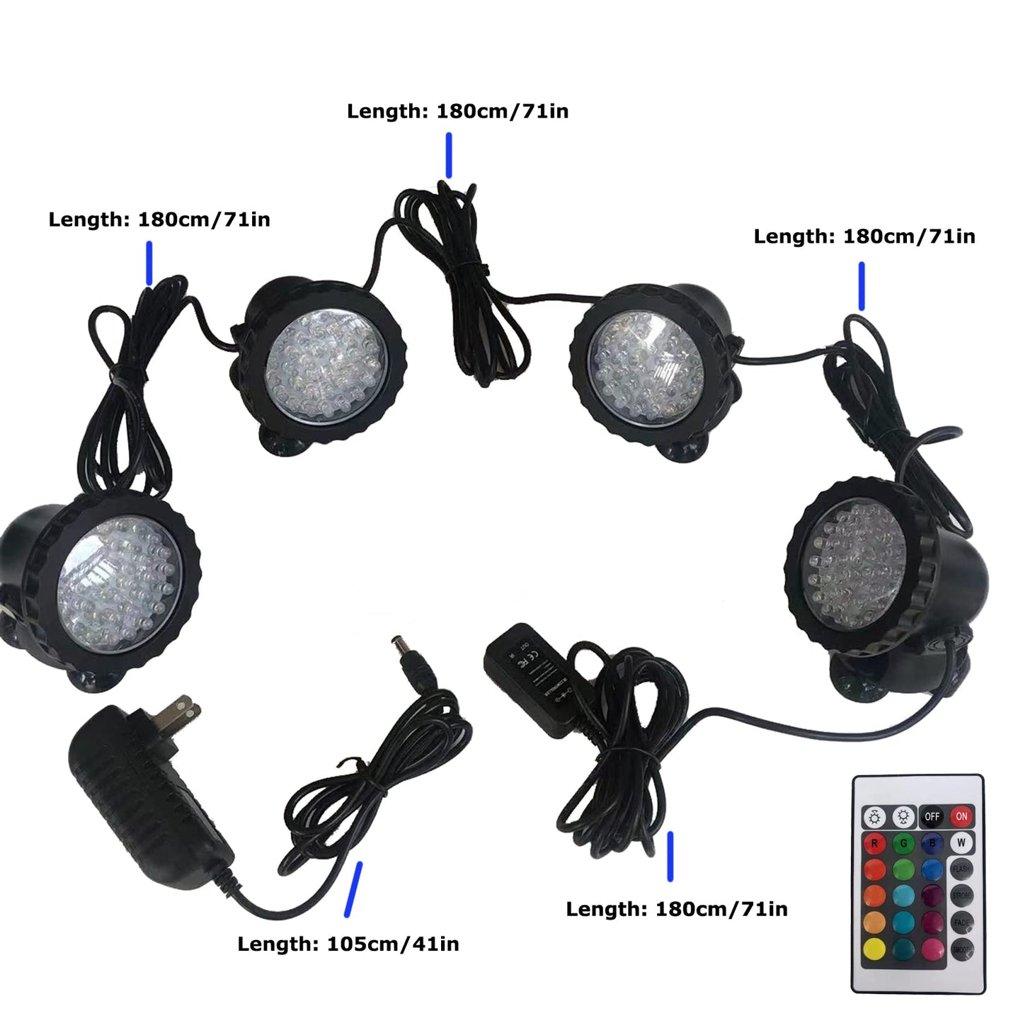 Skorter | Zhgservu Submersible Spotlight, Color Changing Remote Control, 36 Led, Ip68 For Pool & Garden