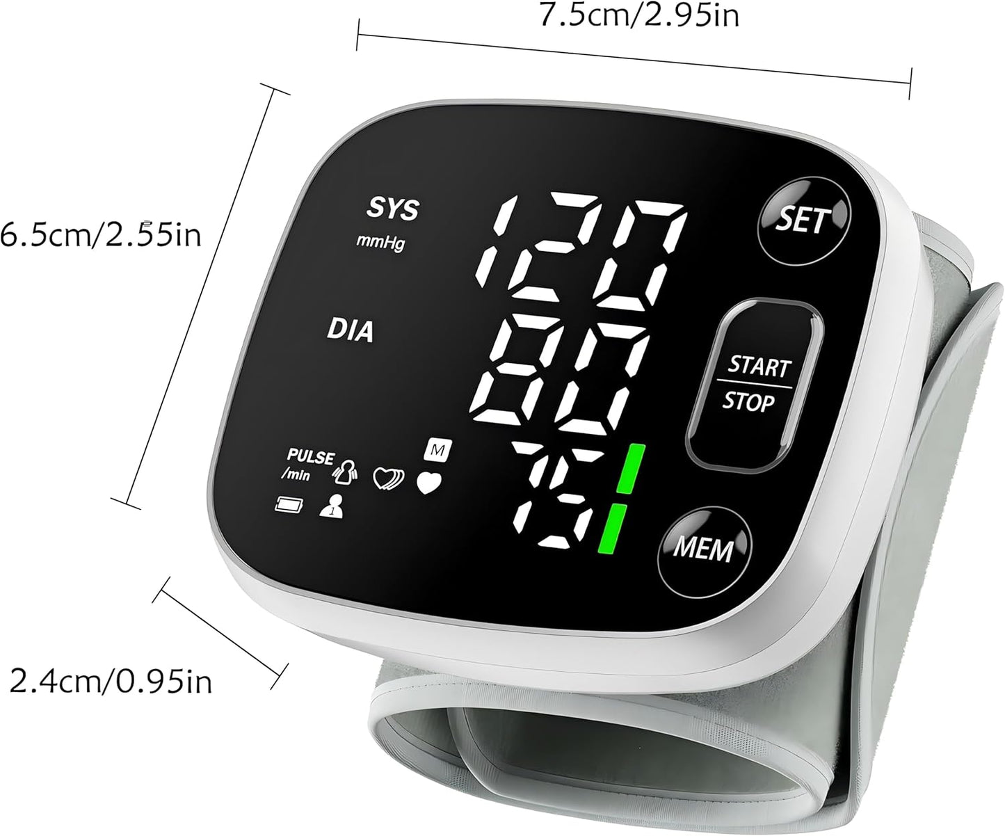Skorter | Oklar Blood Pressure Monitors for Home Use Rechargeable Wrist Digital BP Machine Cuff with LED Backlit Screen, Voice Broadcast, 240 Memory Storage for 2 Users with Carrying Handle