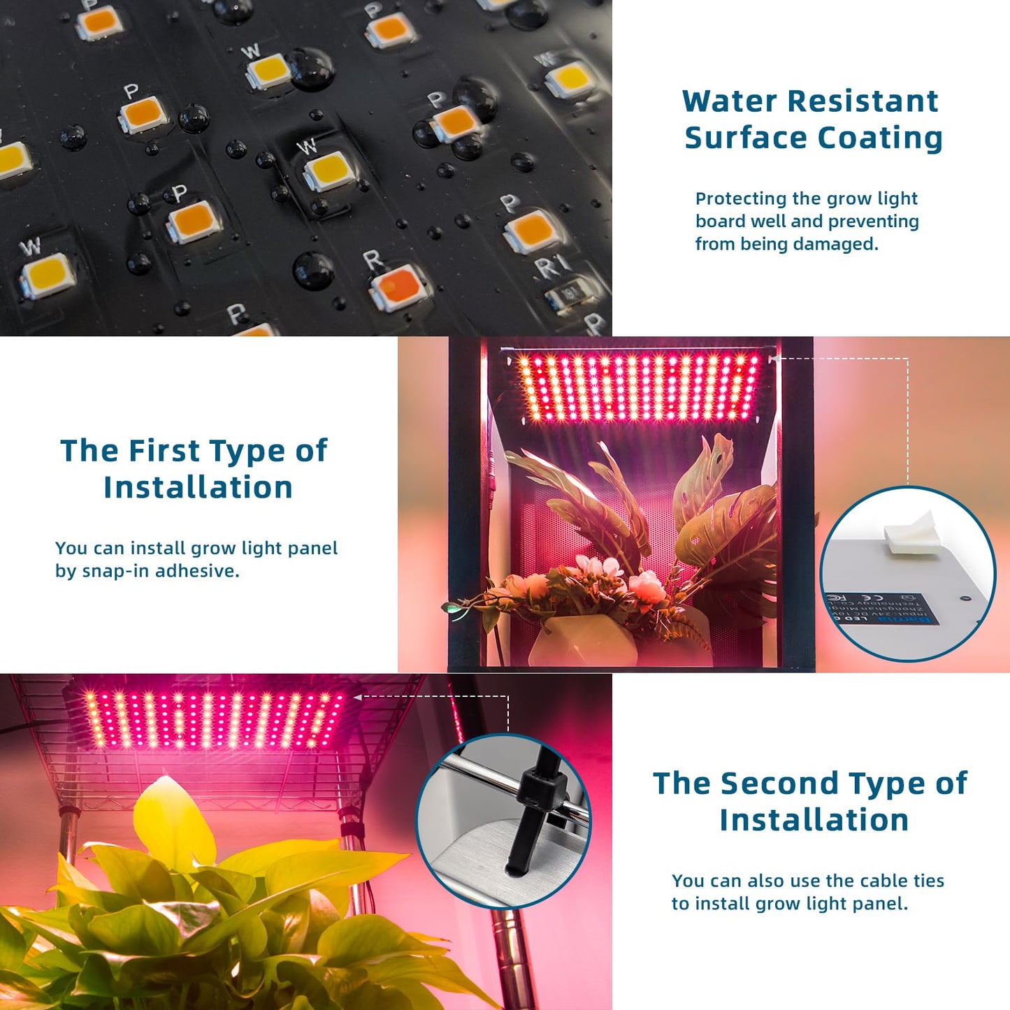 Skorter | Barrina 40W Ultra-Thin Led Grow Light Panel, Full Spectrum, 4-Pack With Timer & Dimmable Levels