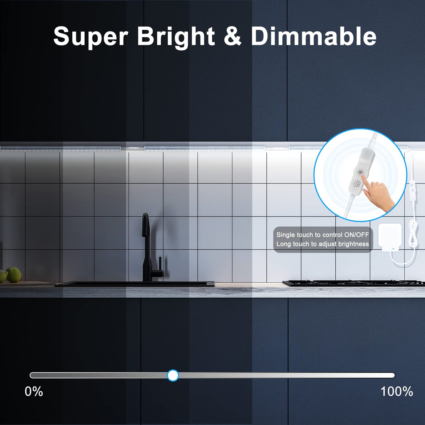 Skorter | Maylit Under Cabinet Light, 6 Pcs Dimmable 12" Daylight White Led Lighting For Kitchen & Workbench