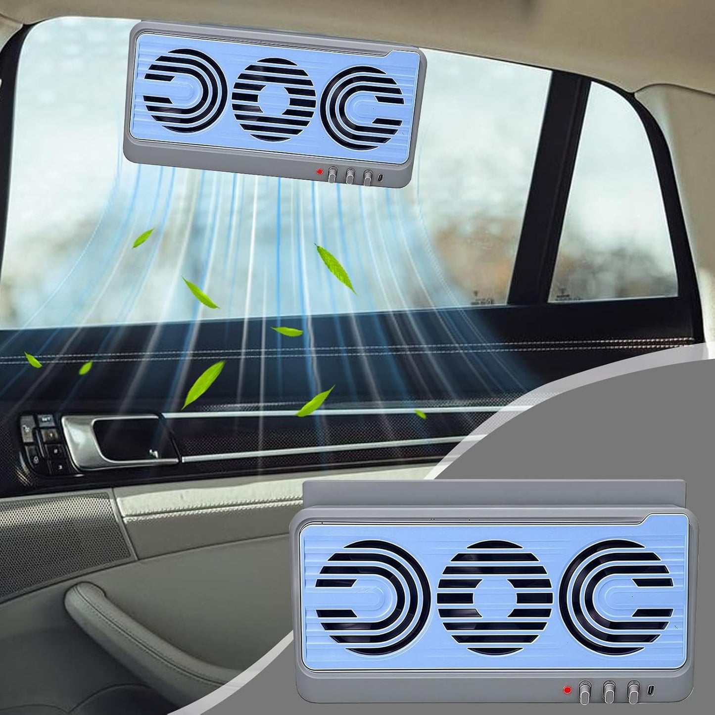 Skorter | Solar Car Window Fan – Dual Duct Ventilation Exhaust & Cooling Accessory – Aurovent
