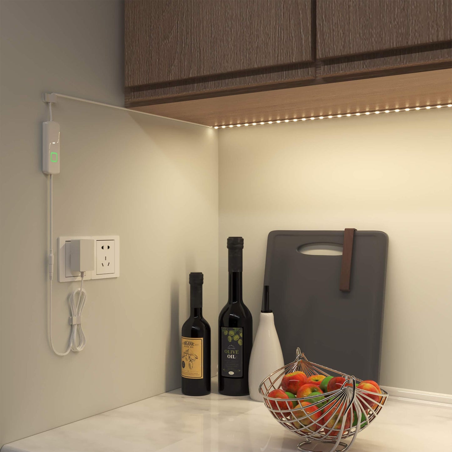 Skorter | Myplus 16.4 Ft Under Cabinet LED Strip Light Set, Dimmer Control, Warm White 3000K, 1050