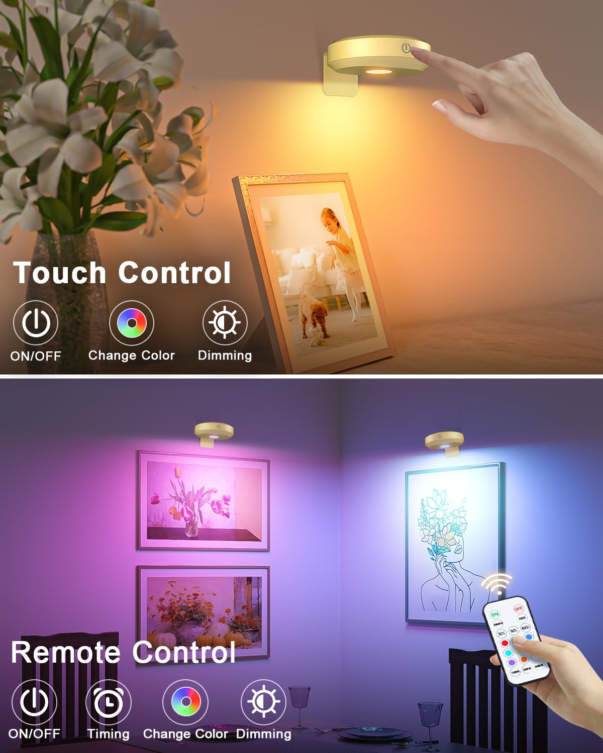 Skorter | Willed Rgb Poster Light - Wireless Rechargeable Art Exhibition Lighting With Remote Control, 9 Colors