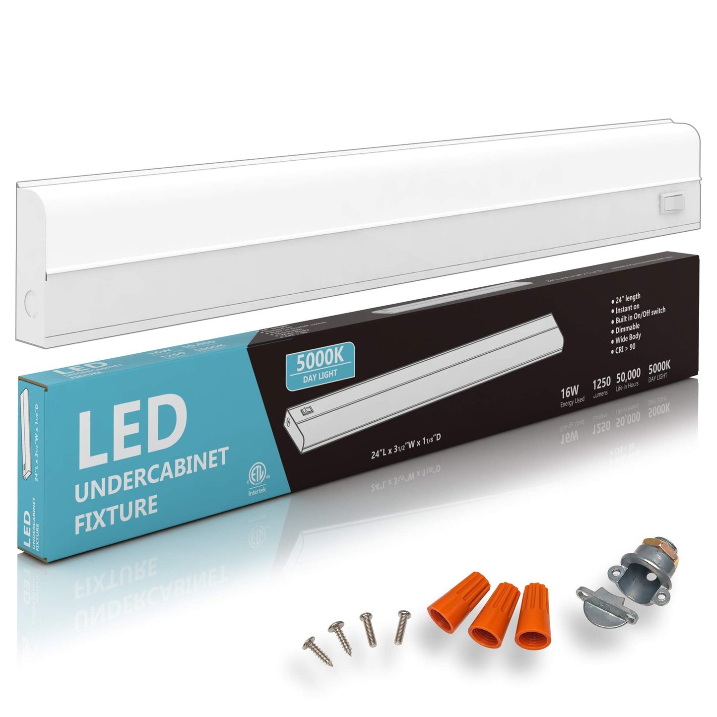 Skorter | Hardwired Led Under Cabinet Light By Harrrrd - 16W, 24", Dimmable, 5000K, Metal