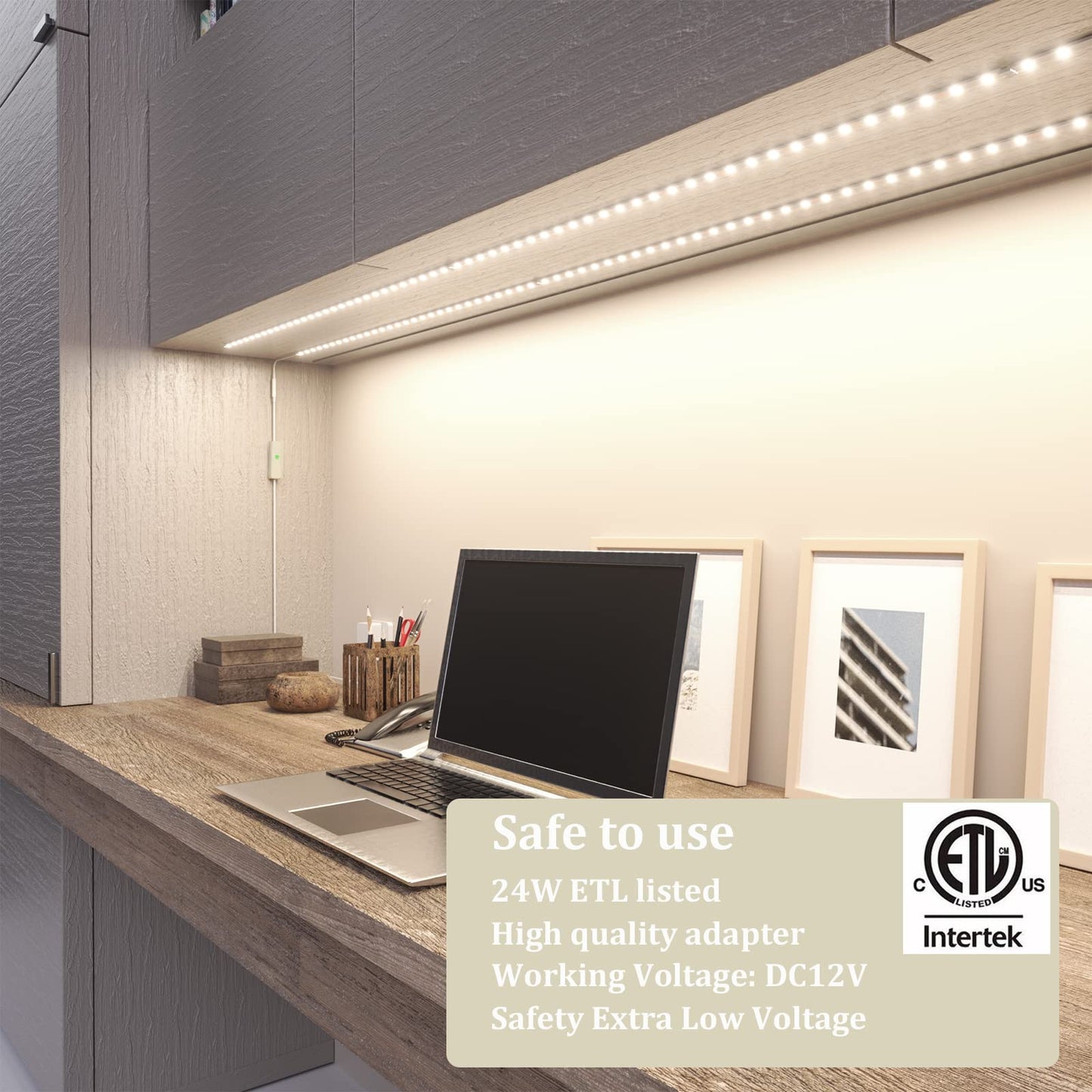 Skorter | Wobane 8Pcs Under Cabinet Led Strip Lights Kit With Remote Control, Dimmable 4000K Natural White, 13Ft