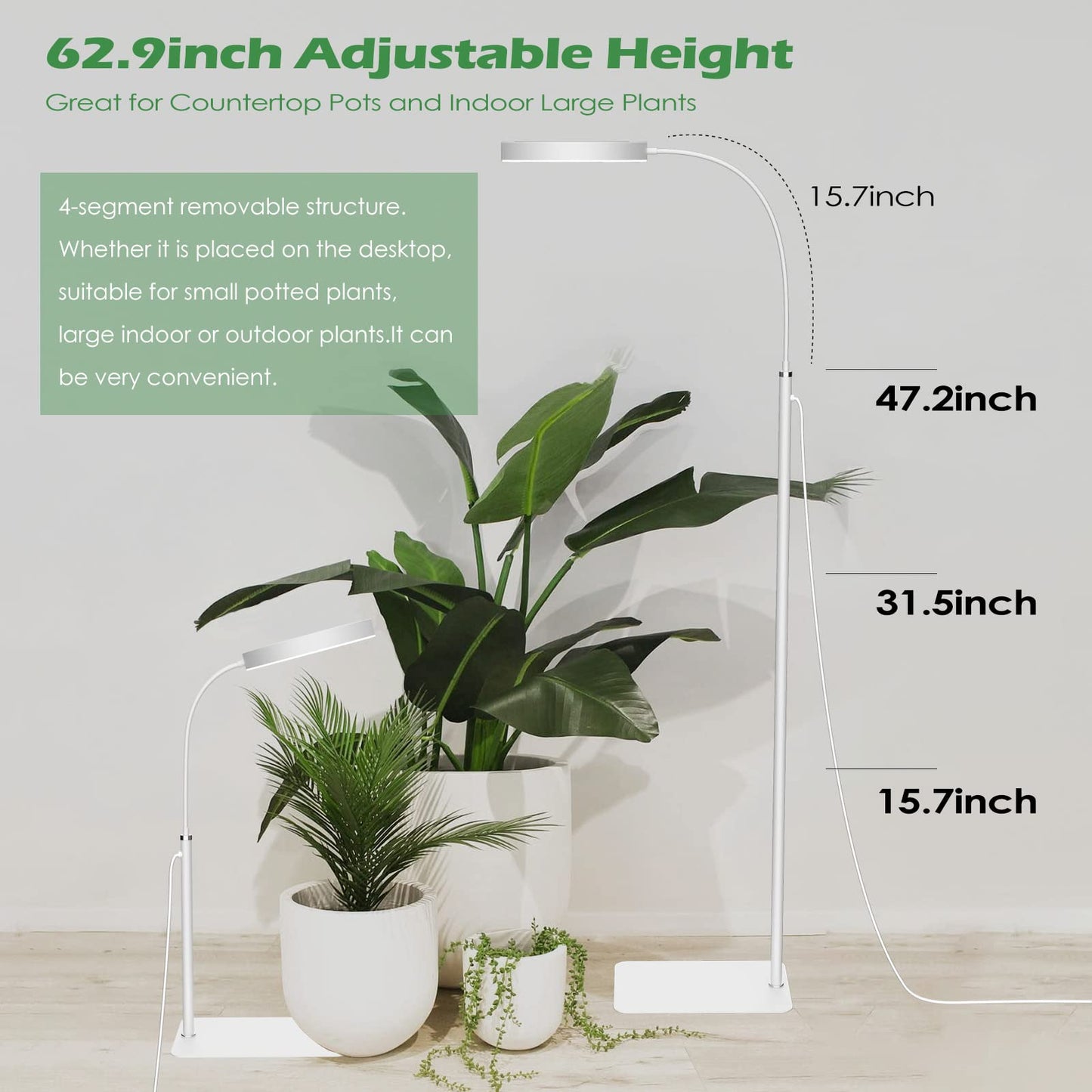 Skorter | Pronoro Led Grow Light With Stand, Full Spectrum, Automatic Timer, 63" Adjustable, 6 Dimmable Levels