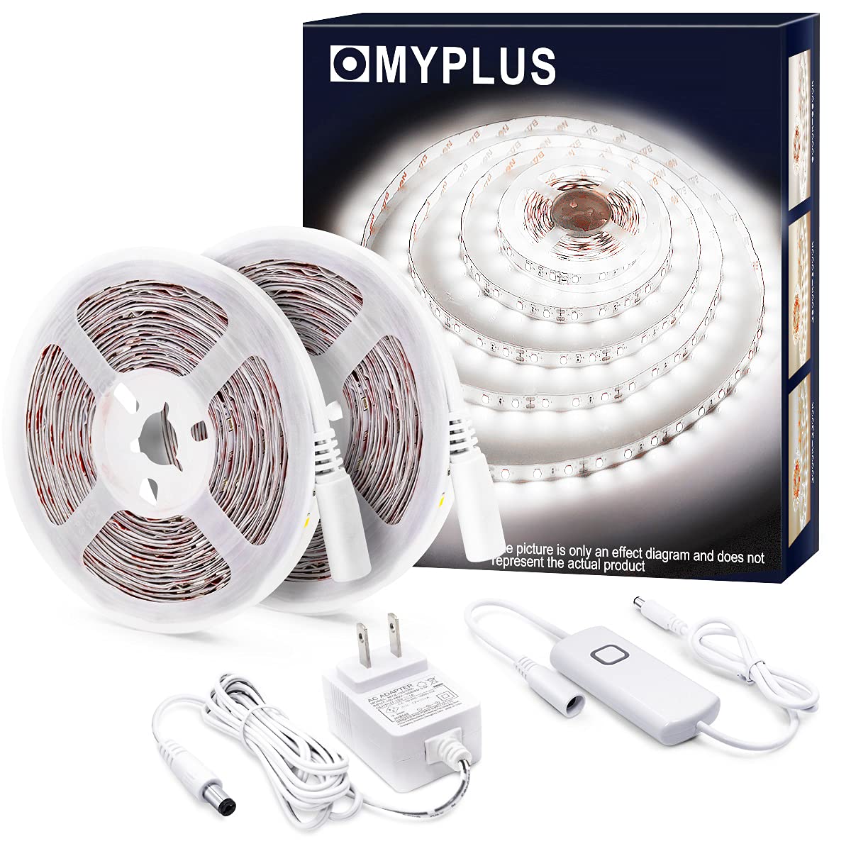 Skorter | Myplus 32.8Ft Dimmable Led Strip Light 6500K Cold White, Flexible Under Cabinet Lighting