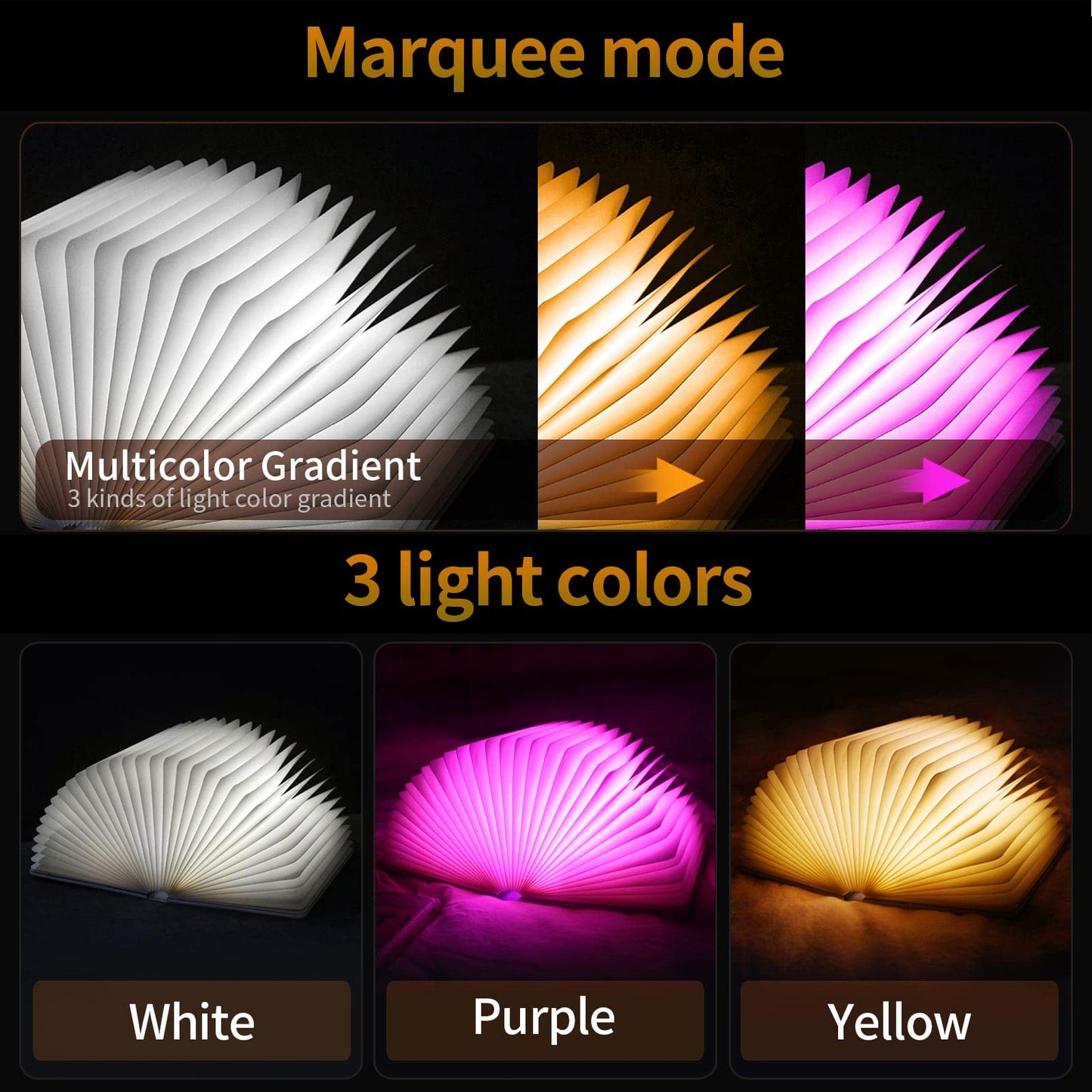 Skorter | Qxmgcbok Color Change Foldable Book Lamp - Rechargeable Lizard Embossing Ambient Lighting