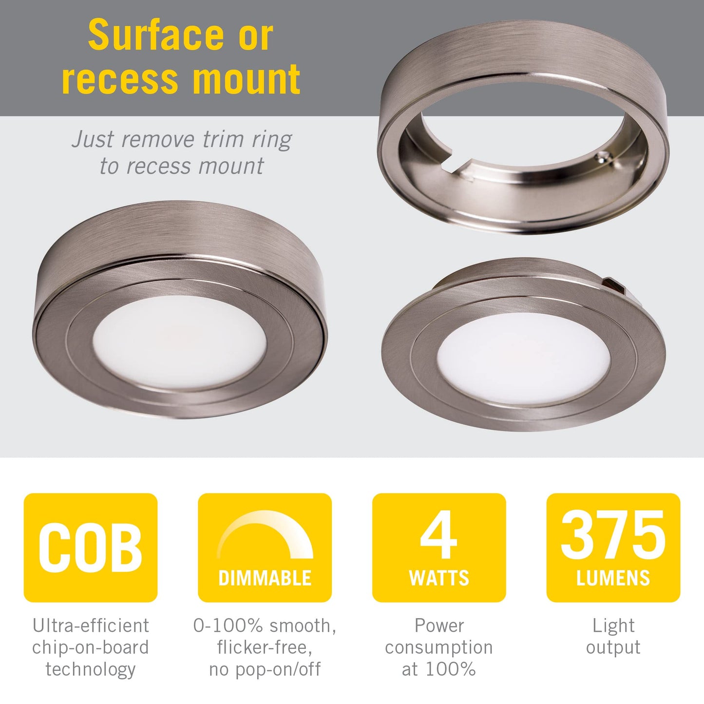 Skorter | Armacost Lighting 2700K Dimmable Led Puck Light - Soft White Brushed Steel Finish