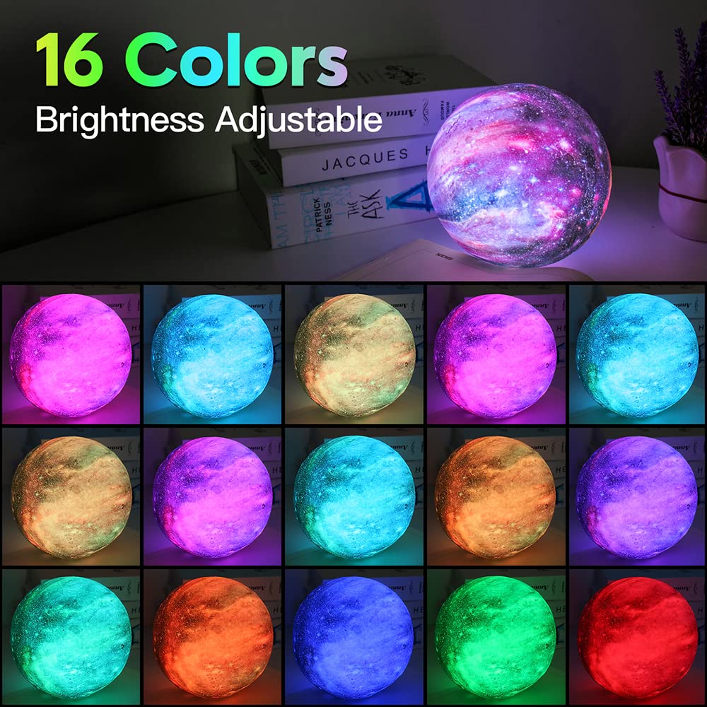 Skorter | Brightworld 5.9" Moon Lamp - 16 Colors LED 3D Galaxy Night Light With Remote Control & Touch Control
