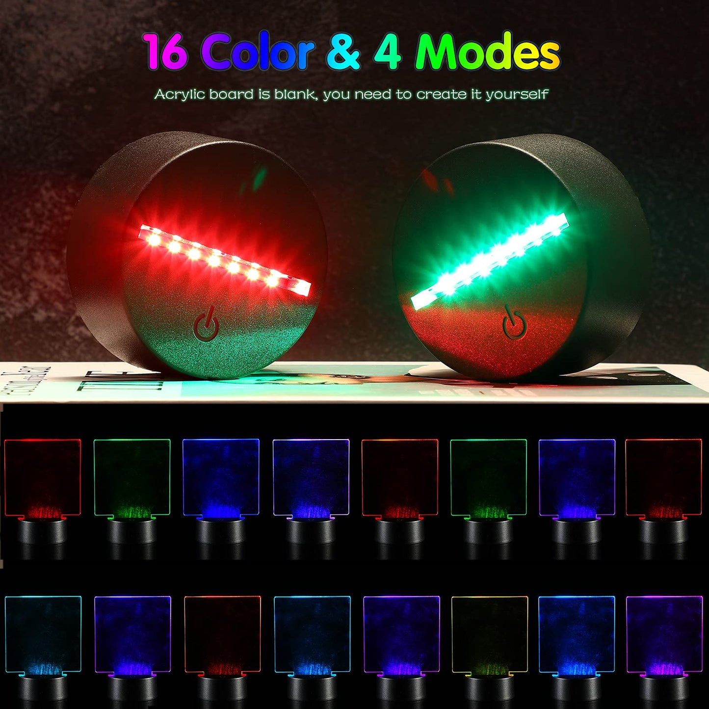 Skorter | Honoson 4-Piece 3D LED Night Light Set With Acrylic Leaves, Remote Control, 16 Colors For Children's Room