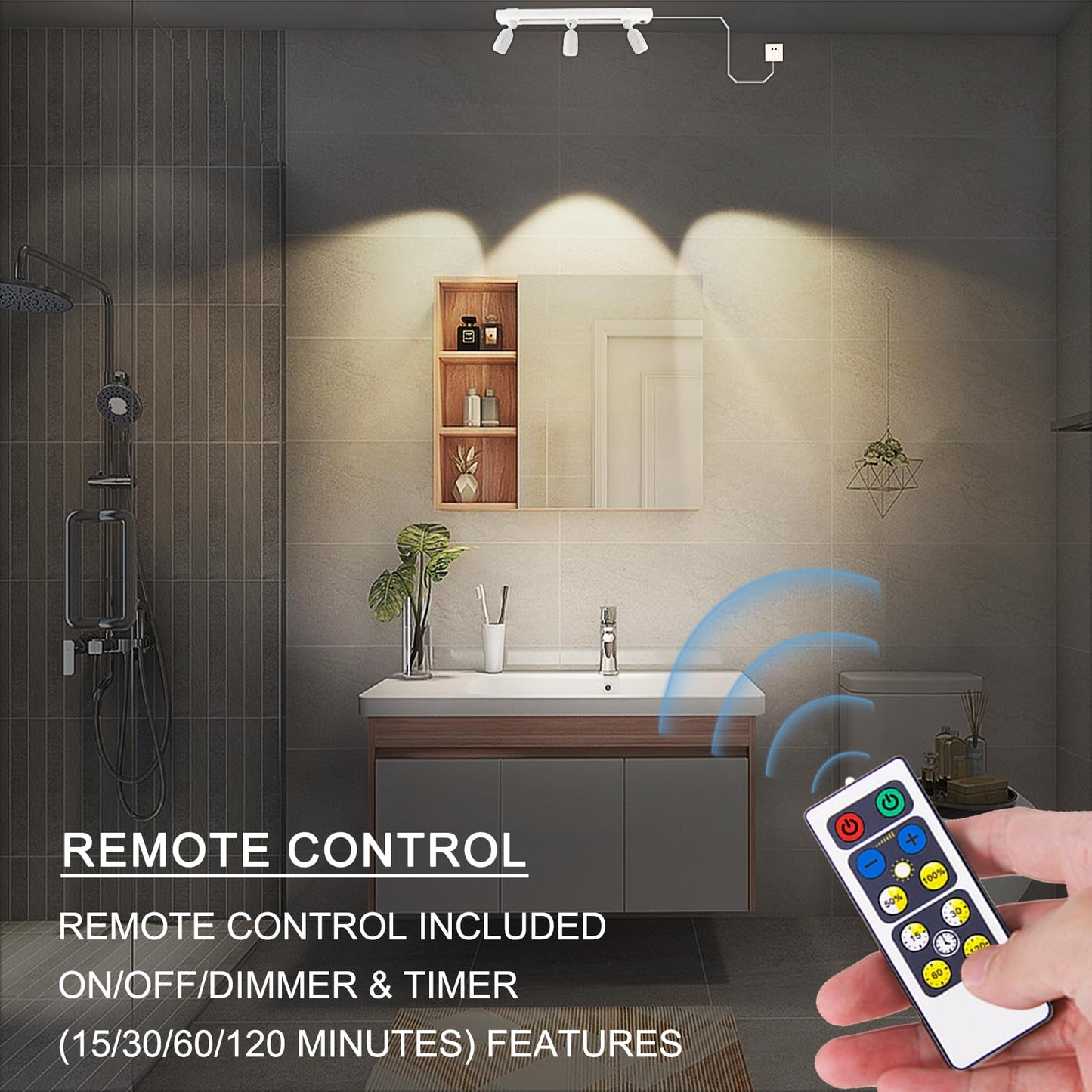 Skorter | Luxsway Led Track Light With Remote Control, 3 Adjustable Heads, Dimmable Accent Lighting, White