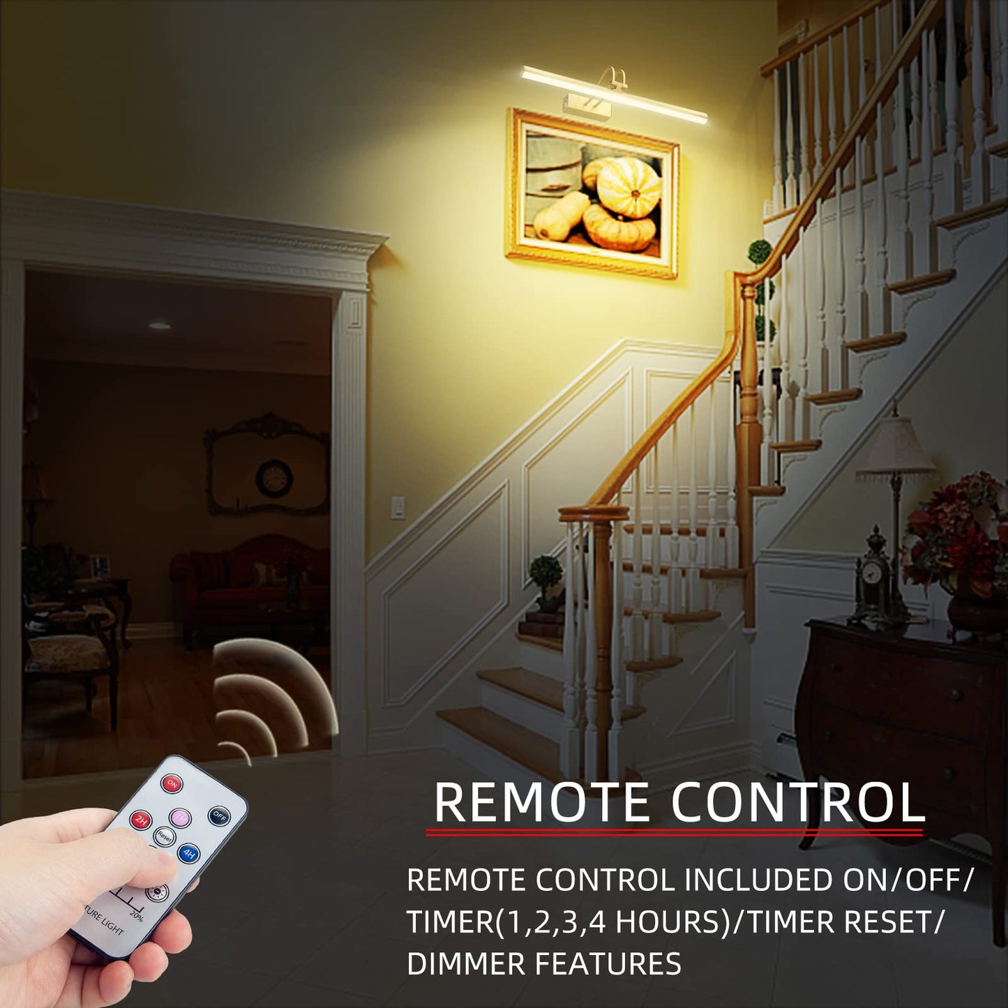 Skorter | Raifoolly 13In Battery-Powered Picture Lighting - Dimmable Remote-Controlled Artistic Lighting In Brass For Wall Display