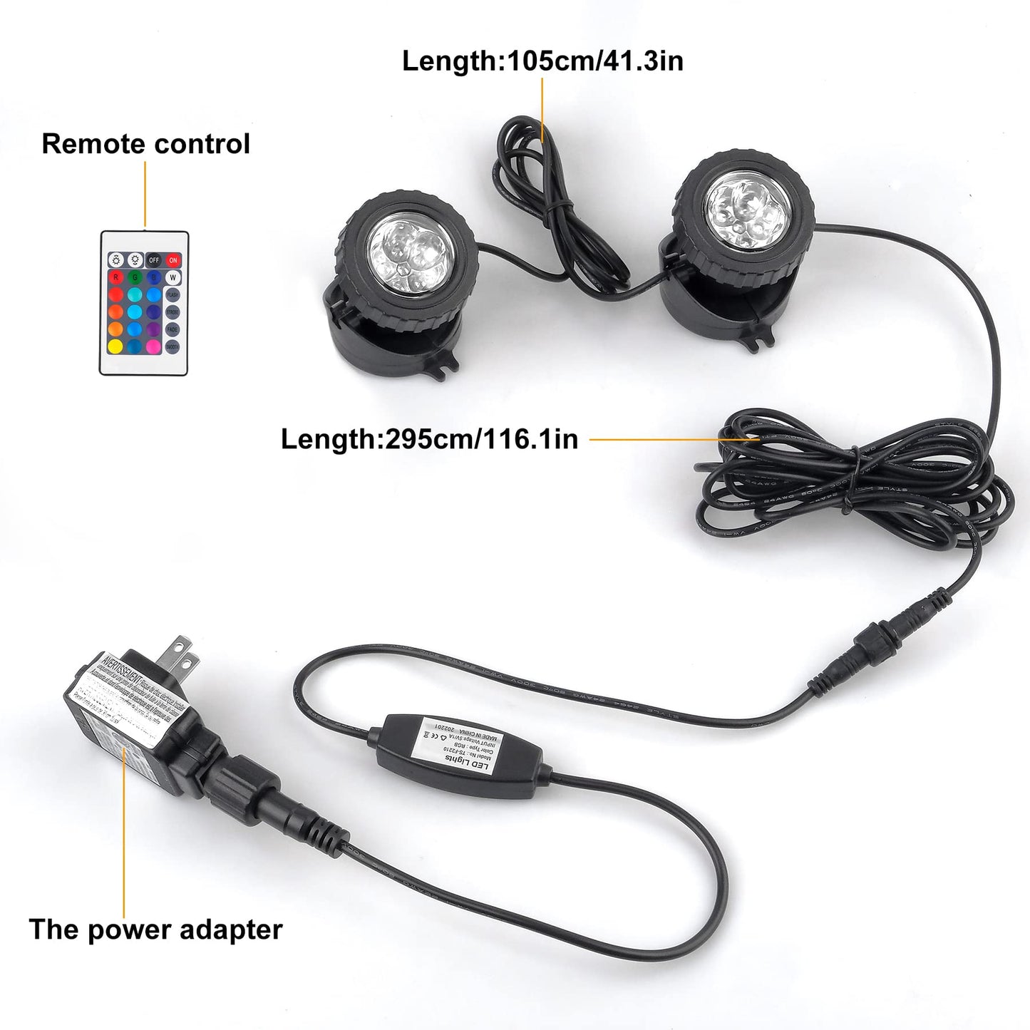 Skorter | Crepow Rgb Pond Lights With Timer, Ip68 Waterproof Led Spotlights For Garden & Aquarium (Set Of 2)