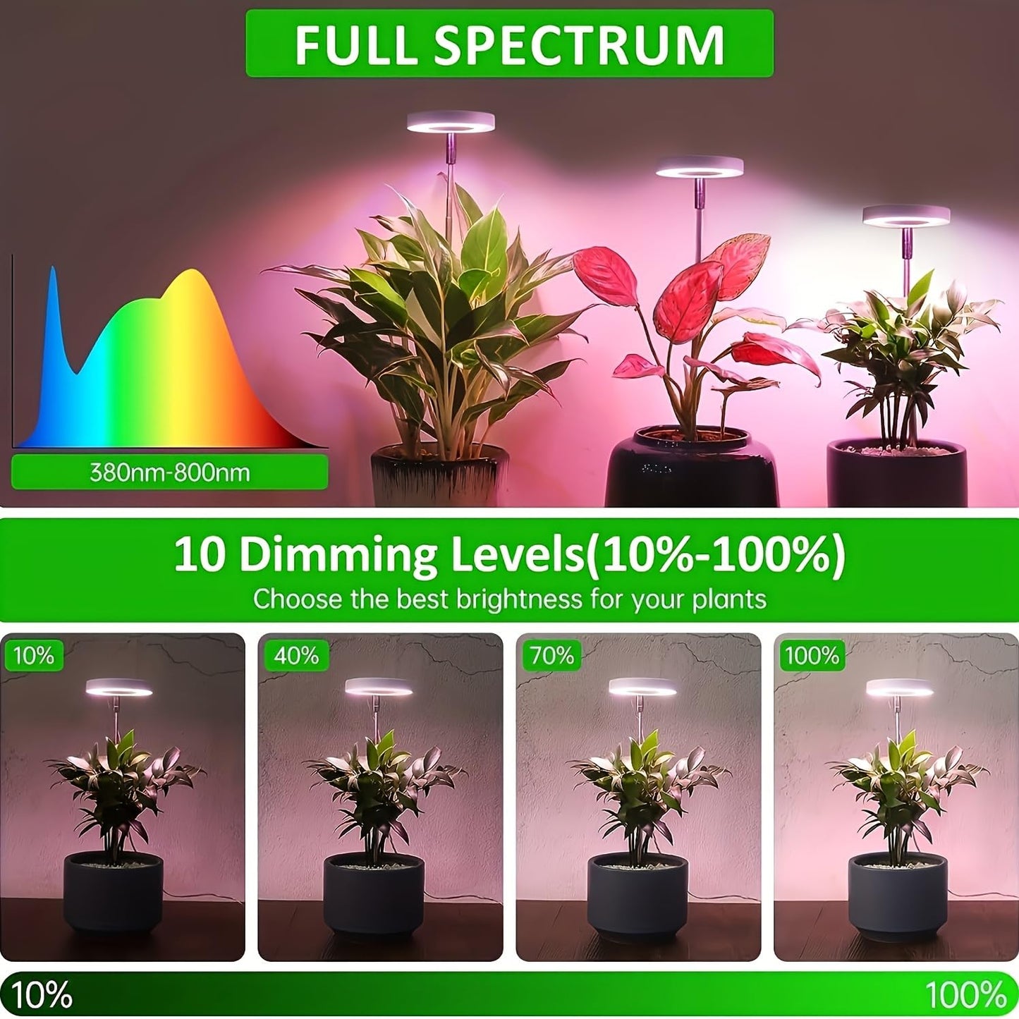 Skorter | Ej'S Super Car Indoor Plant Growth Light, Adjustable LED Lamp with Timer & 4 Brightness Levels, 2 Pack