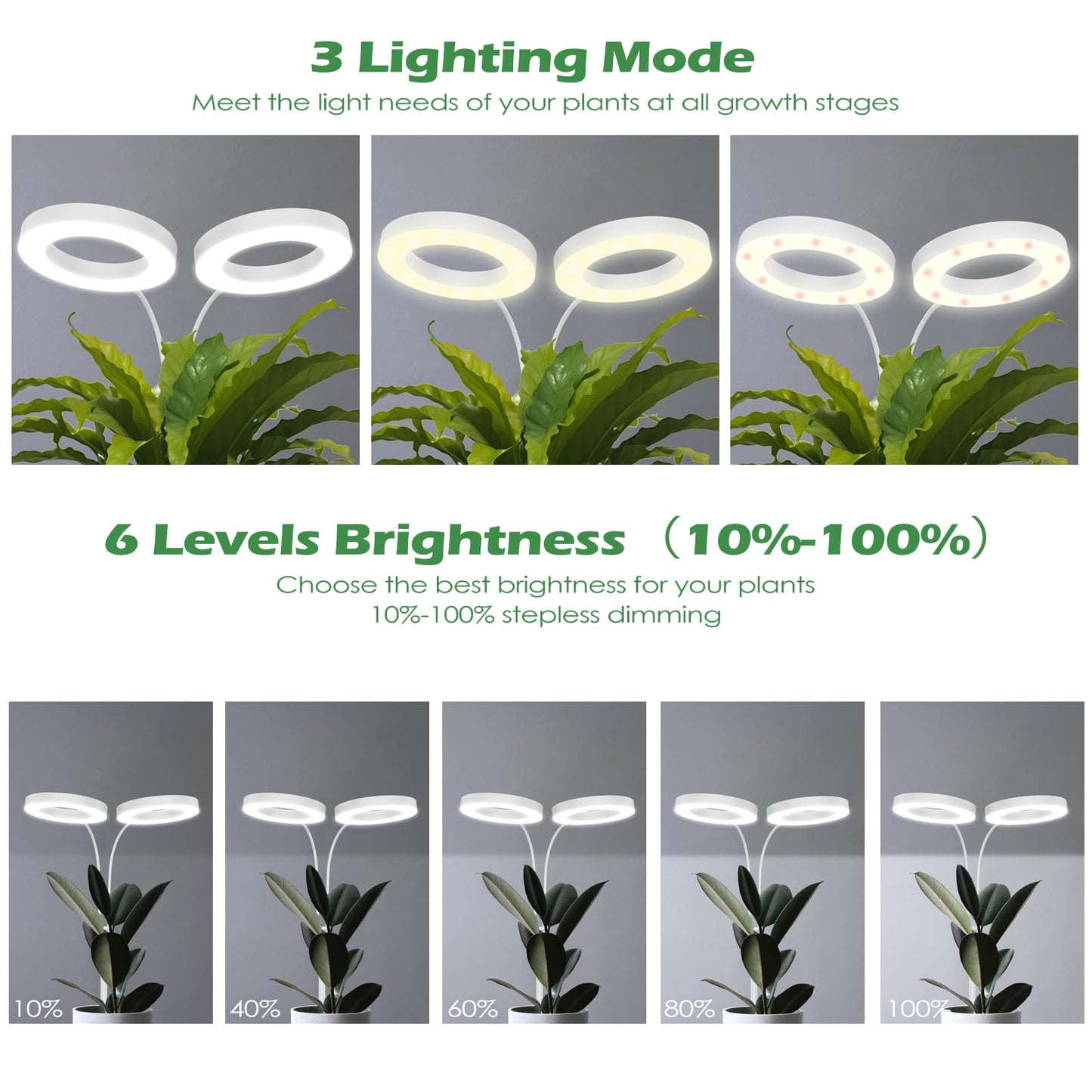 Skorter | Pronoro 2-Head LED Grow Light, Full Spectrum, Adjustable Height, Timer & Dimming For Indoor Plants