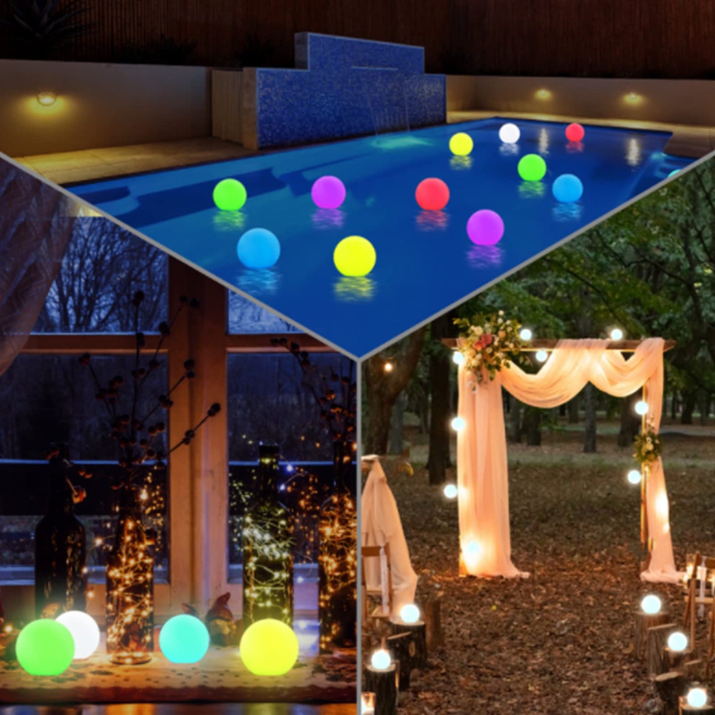 Skorter | Borelor 3-inch floating pool light, Ip68 waterproof 16 color globe lamp, 6 pack