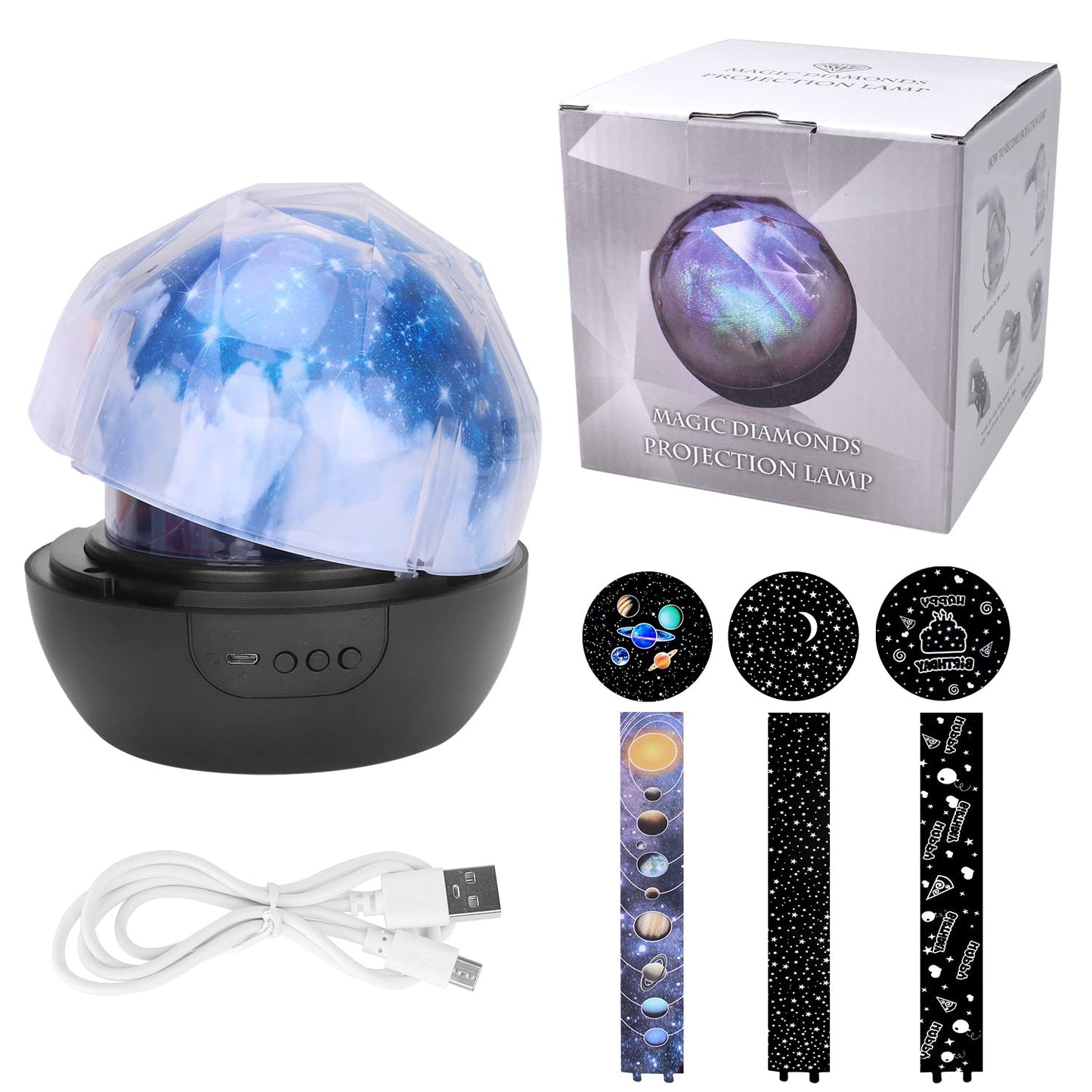 Skorter | Elmchee Star Night Light Projector Lamp For Kids - Blue, 3 Film Sets, Romantic Bedroom Decor