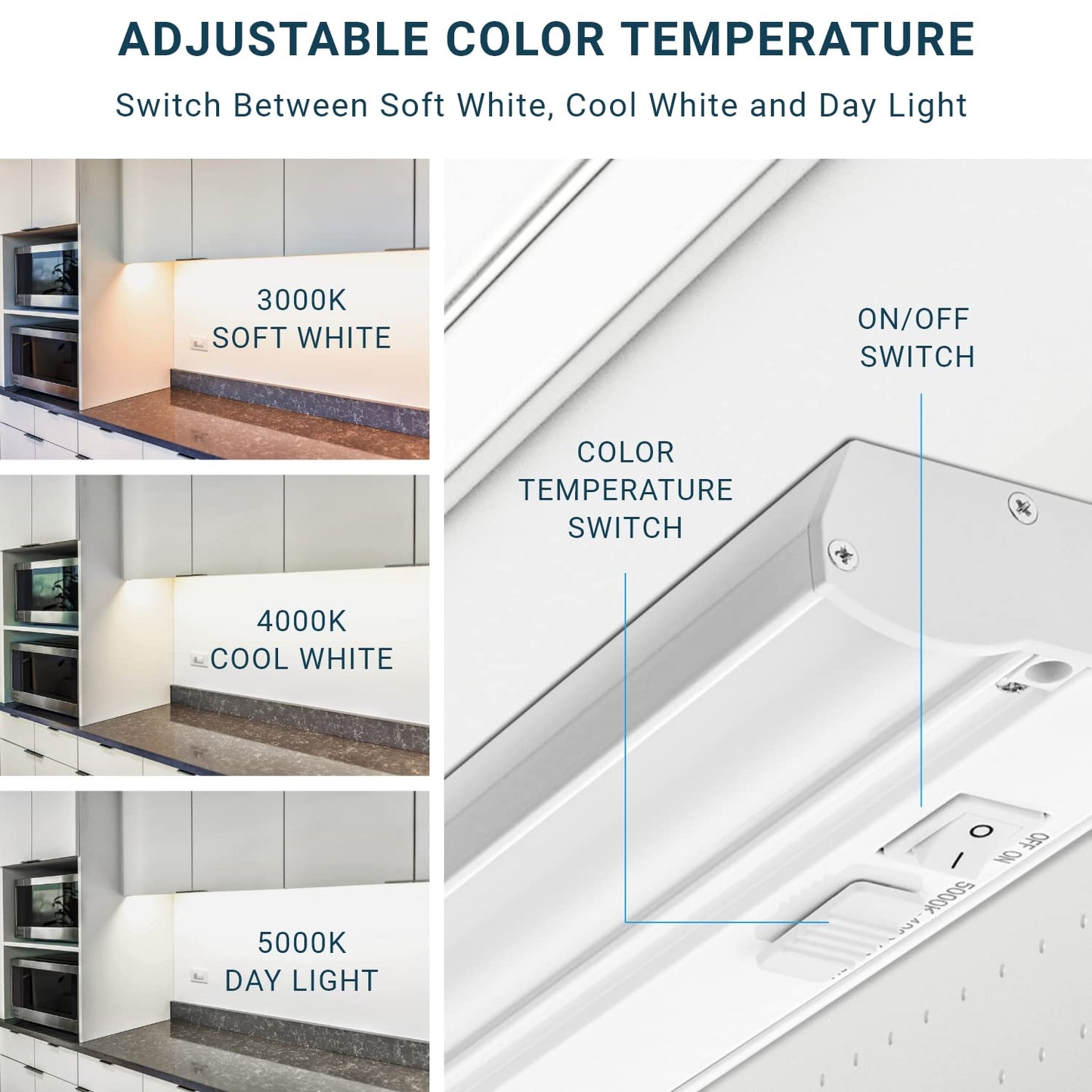 Skorter | Parmida Led Under Cabinet Lighting, 12" Dimmable, 9W, 3Cct, Etl Listed, White