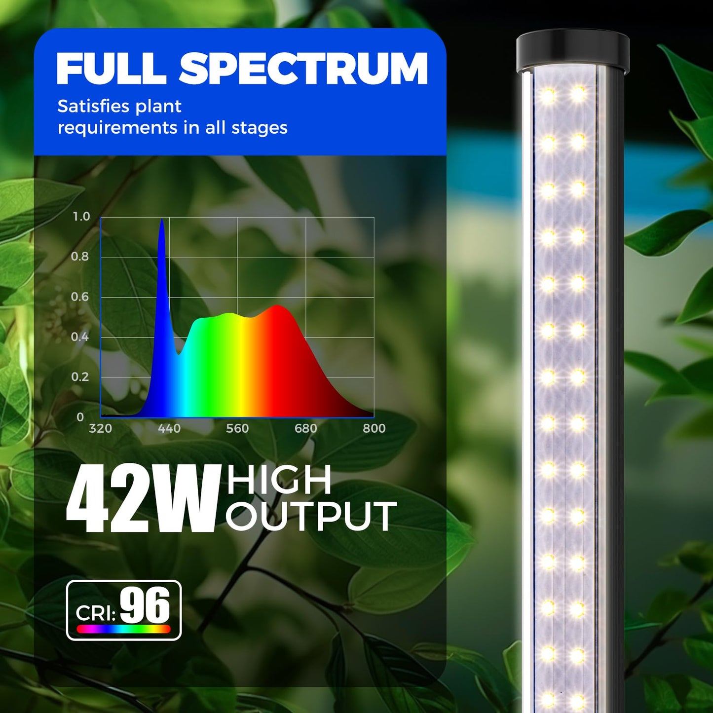 Skorter | Barrina 42W Full Spectrum Led Grow Light, 4Ft Height, Daylight White, Stand