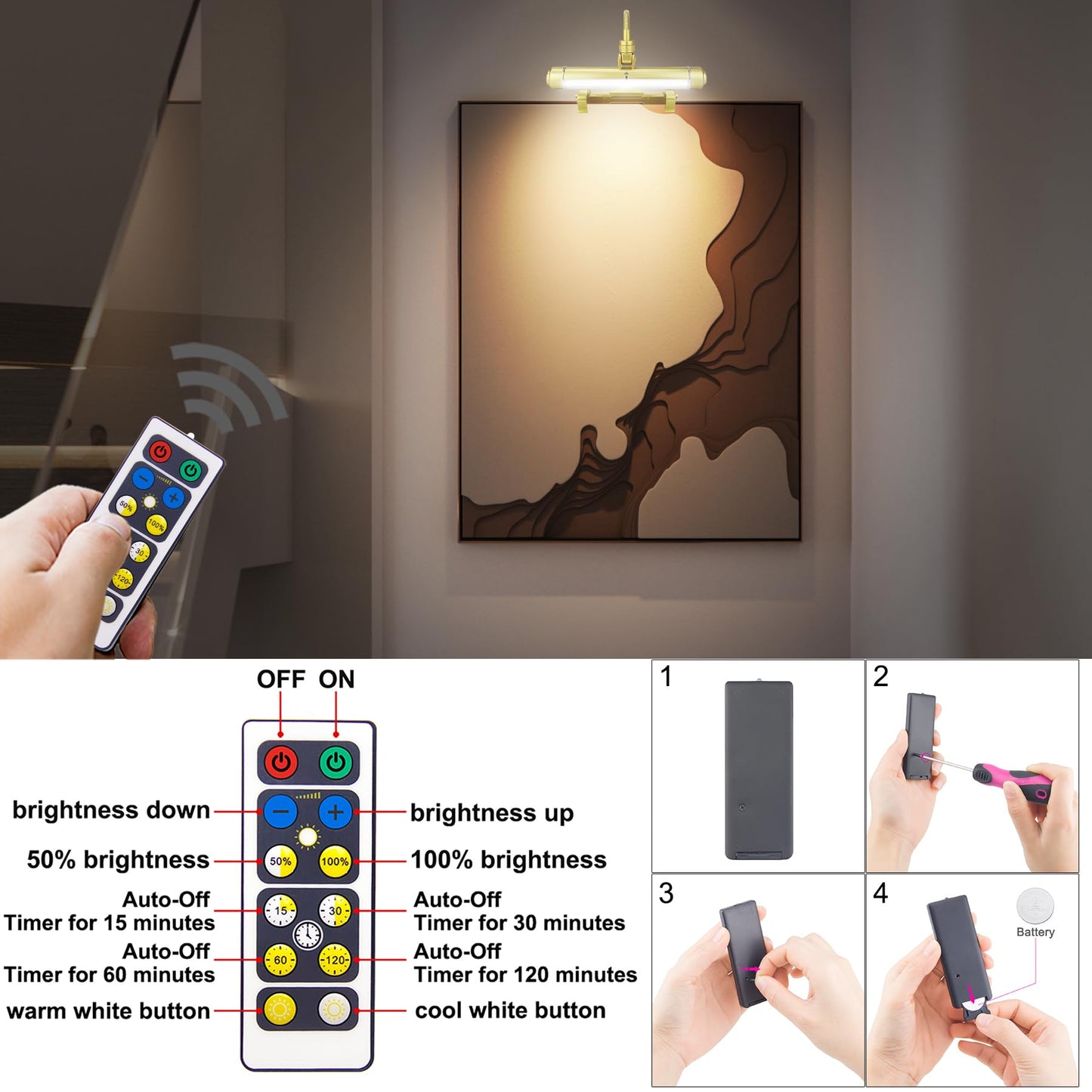 Skorter | Honwell Wireless Dartboard Light With Remote Control, 28 LEDs, 360° Flexible Neck, Gold