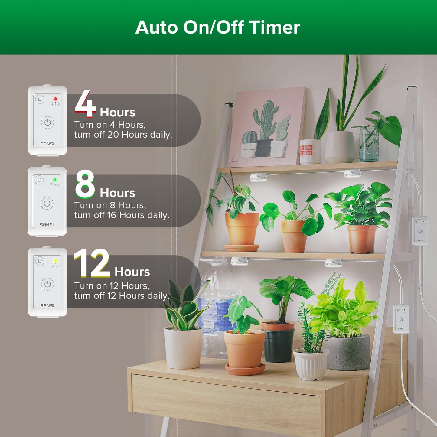 Skorter | Sansi 10W Puck Grow Light - Full Spectrum Led Indoor Plant Lamp With Timer & 4-Level Dimming