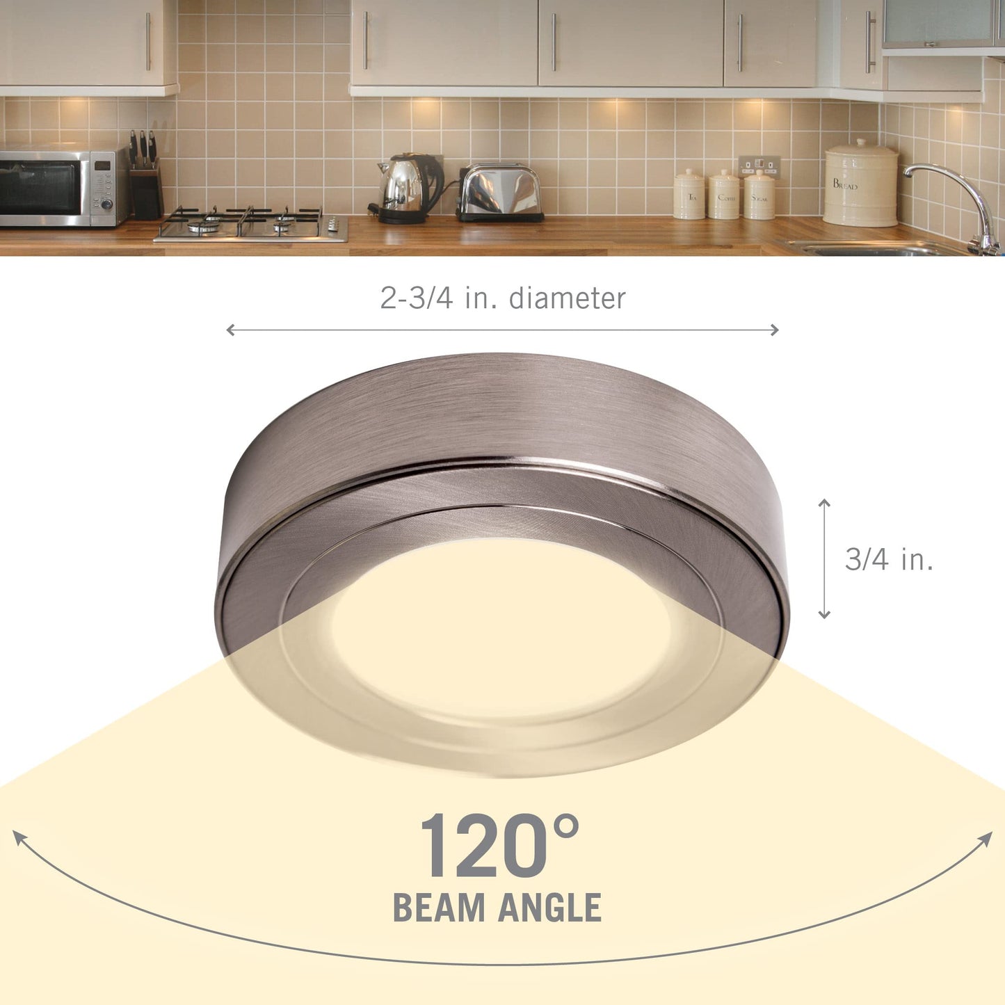Skorter | Armacost Lighting 2700K Dimmable Led Puck Light - Soft White Brushed Steel Finish