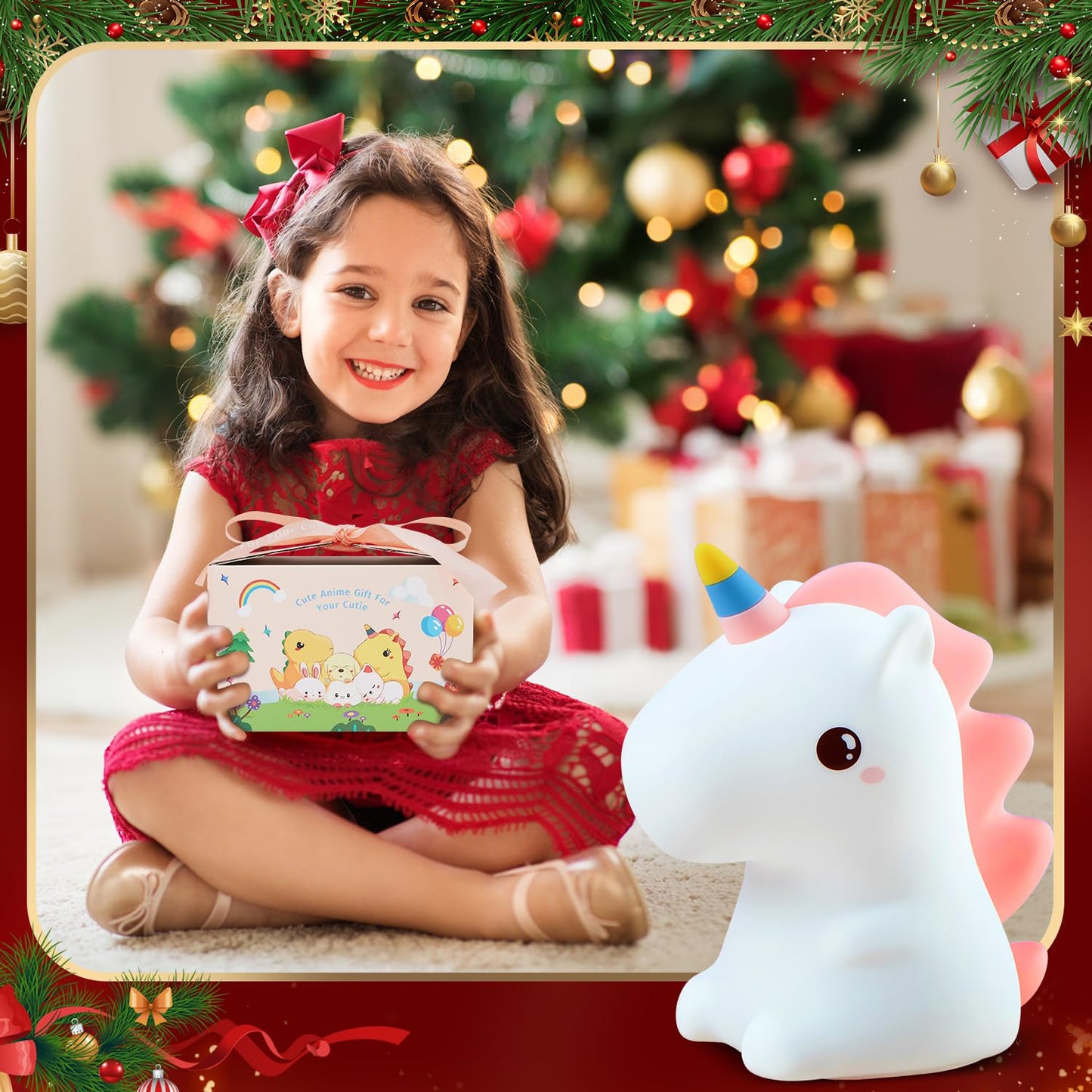Skorter | One Fire Unicorn Nightlight For Kids, 16 Colors, Remote Control, Rechargeable Silicone Lamp
