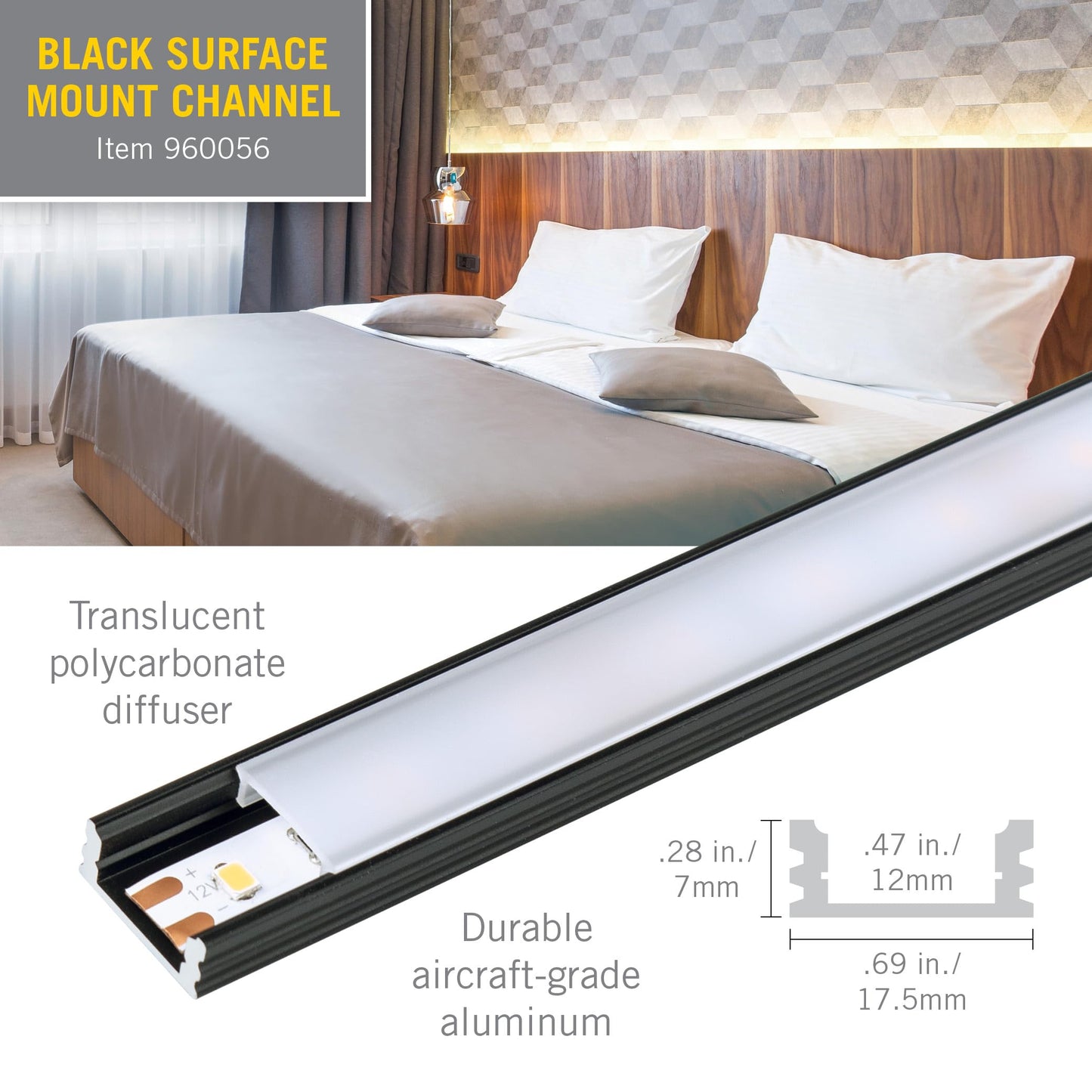 Skorter | Armacost Lighting Led Tape Light Mounting Channel 5-Pack - Black aluminum, 960056