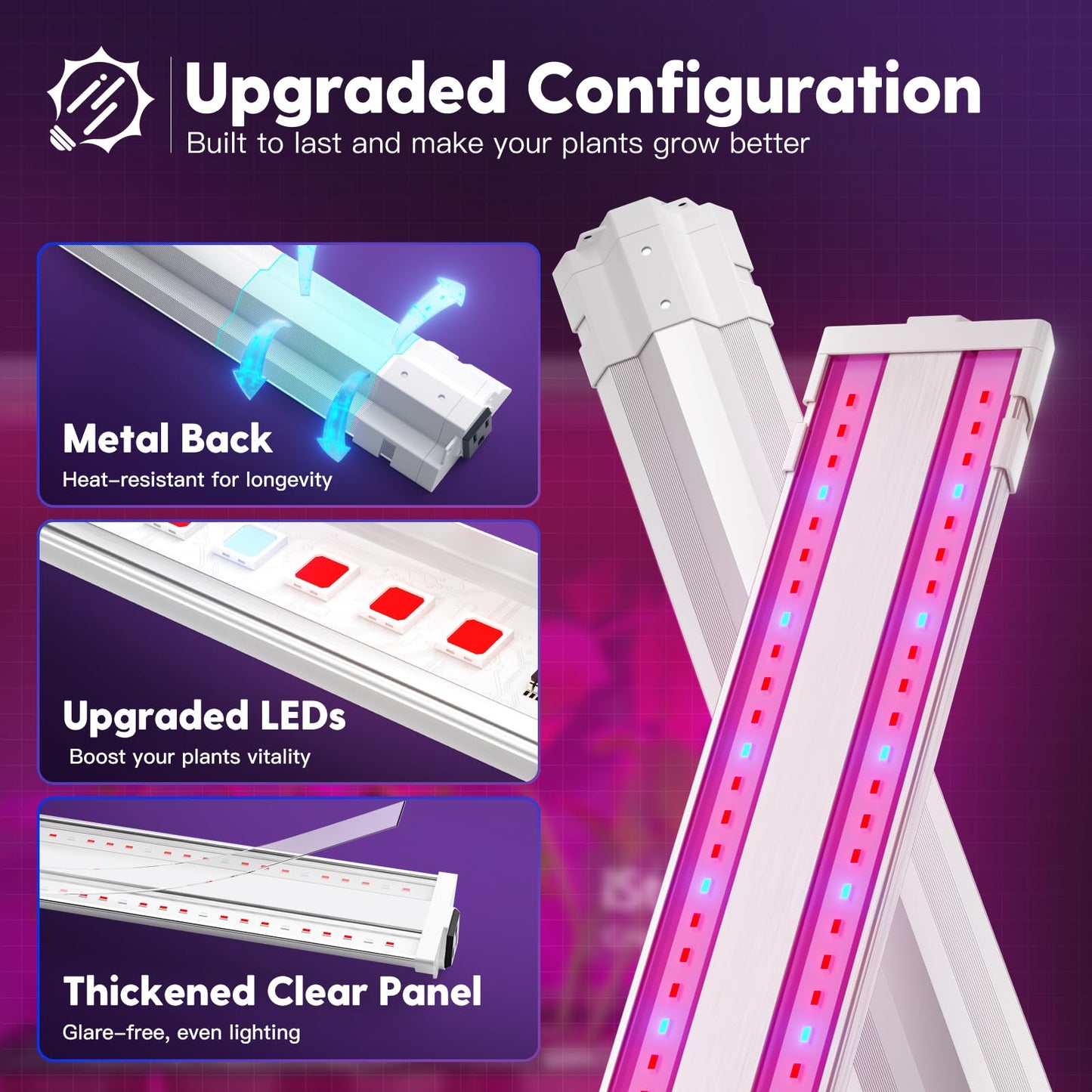 Skorter | Freelicht 4Ft LED Grow Light, 60W Full Spectrum Red Blue For Indoor Plants, Hydroponic Use