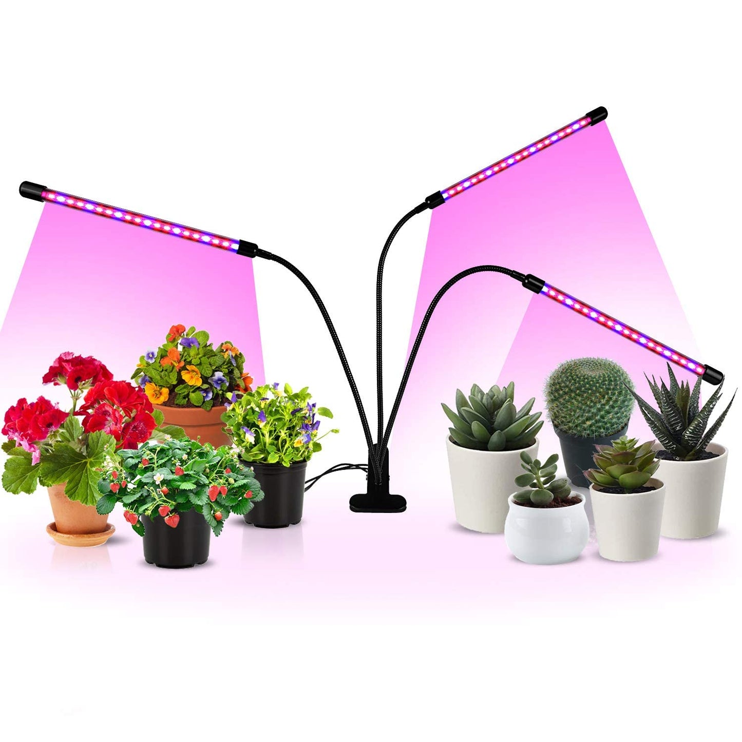 Skorter | Ipower 60 Led Grow Light - Full Spectrum, 3 Tubes, Adjustable Goose Neck Mount, 10 Dimmable Levels