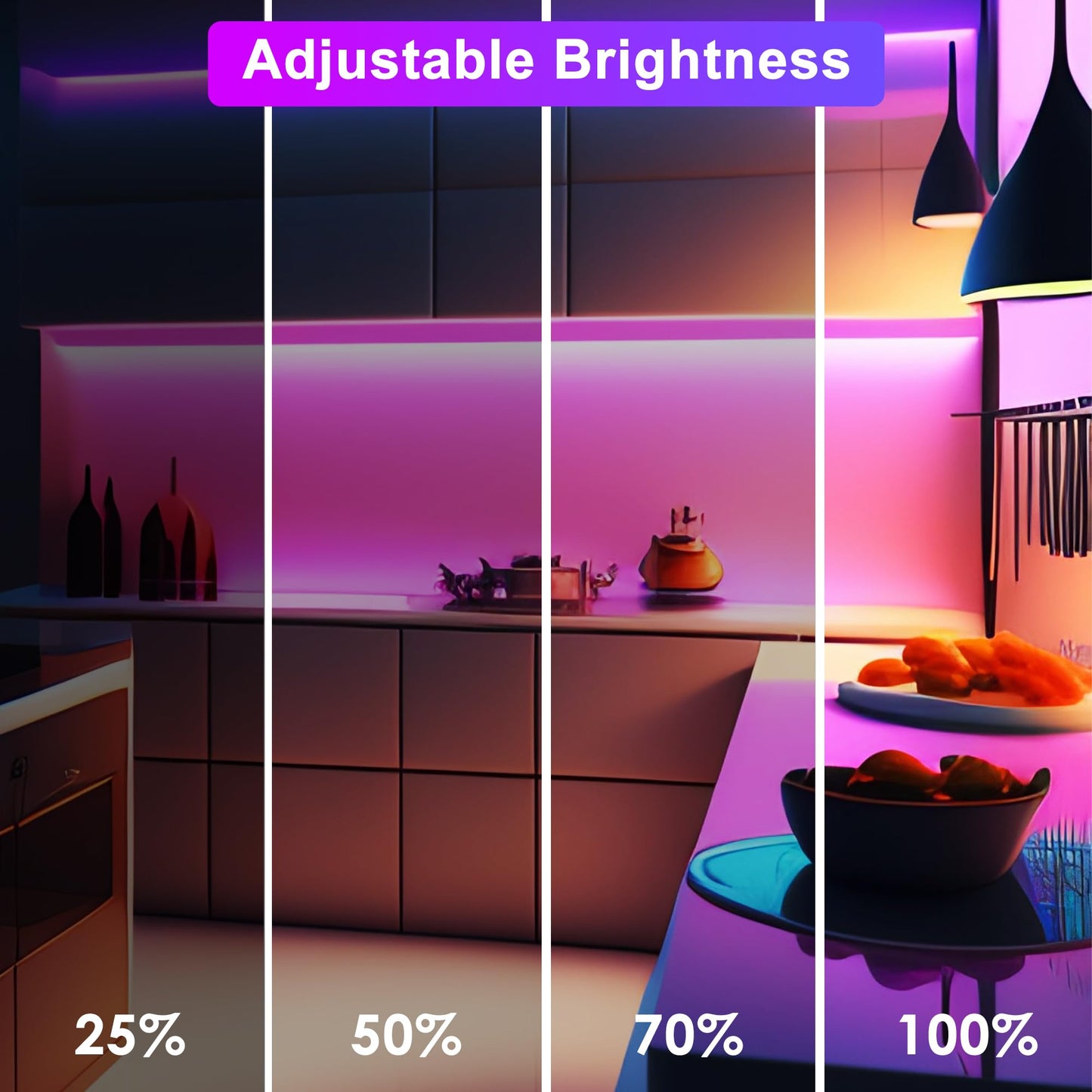 Skorter | Maylit 6 Pack Smart Under Cabinet Lights, Dimmable Multicolor LED Lighting For Kitchen & Workbench