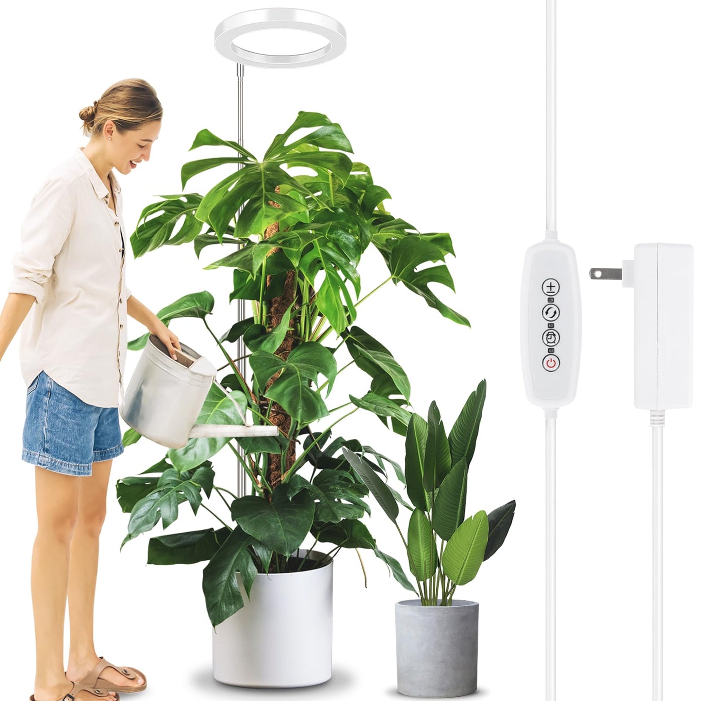 Skorter | Lordem 10" Growth Light For Indoor Plants, Full Spectrum Plant Lamp With 160 Leds, 4H/8H/12H Timer, 10 Dimmable Levels, 3 Spectrum Modes, Height Adjustable 61", Ideal For Growing Large Tall Plants