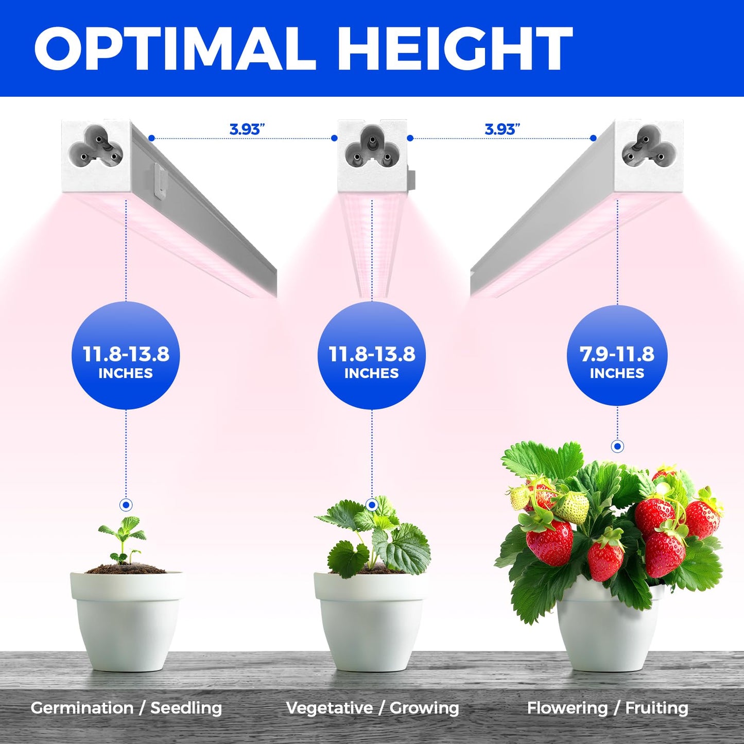 Skorter | Barrina 1Ft Full Spectrum Led Grow Lights, Pinkish White, T5 Plant Light, 8-Pack