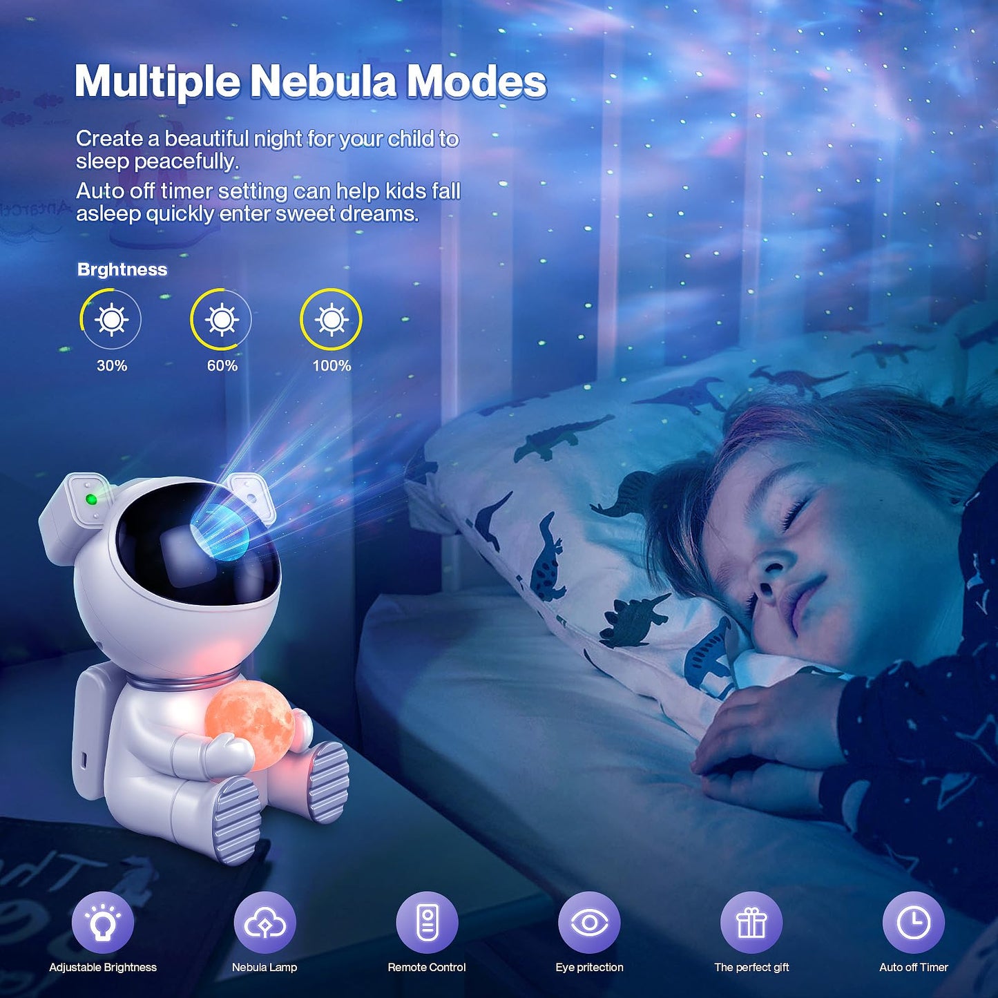 Skorter | Dienmern Star Projector Galaxy Night Light - Astronaut LED Lamp for Kids Room Decor, Remote Control & Timer