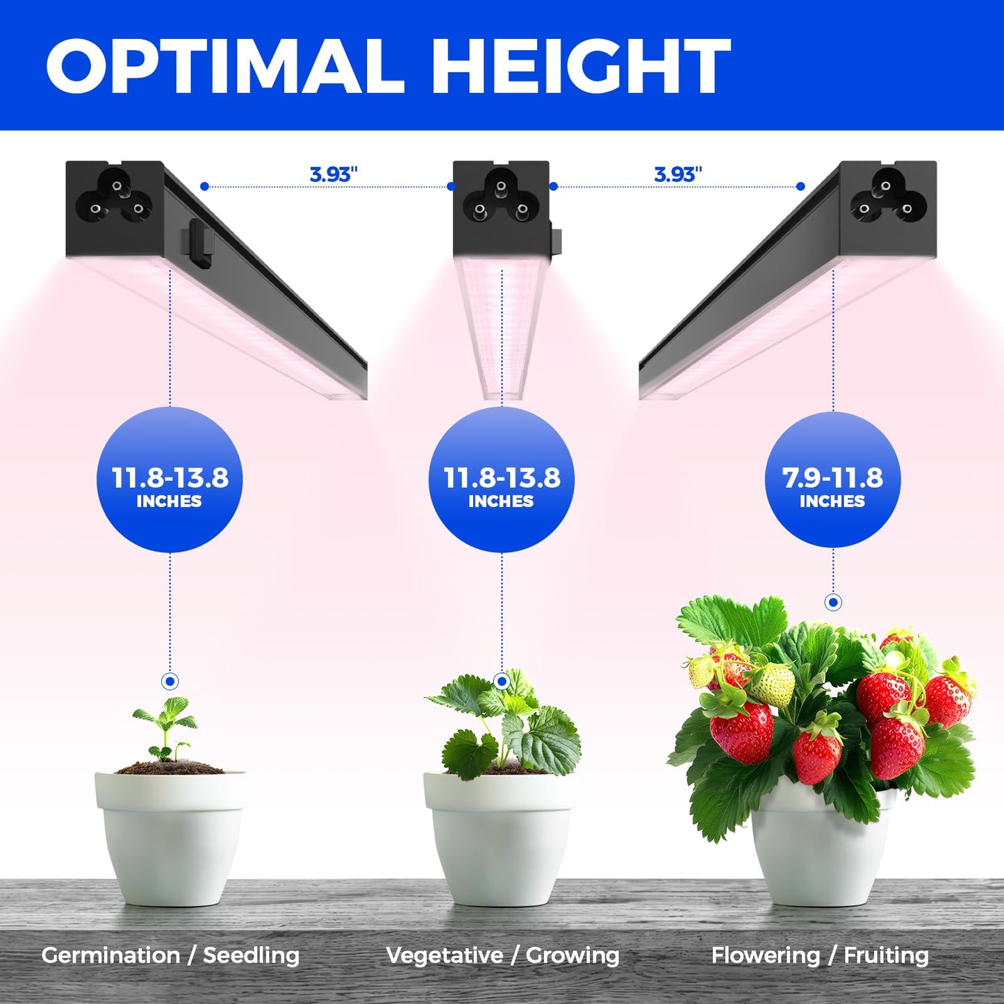 Skorter | Barrina LED Grow Light, Full Spectrum T5 Light Strips, 1Ft Pink White, 8 Pack for Indoor Plants