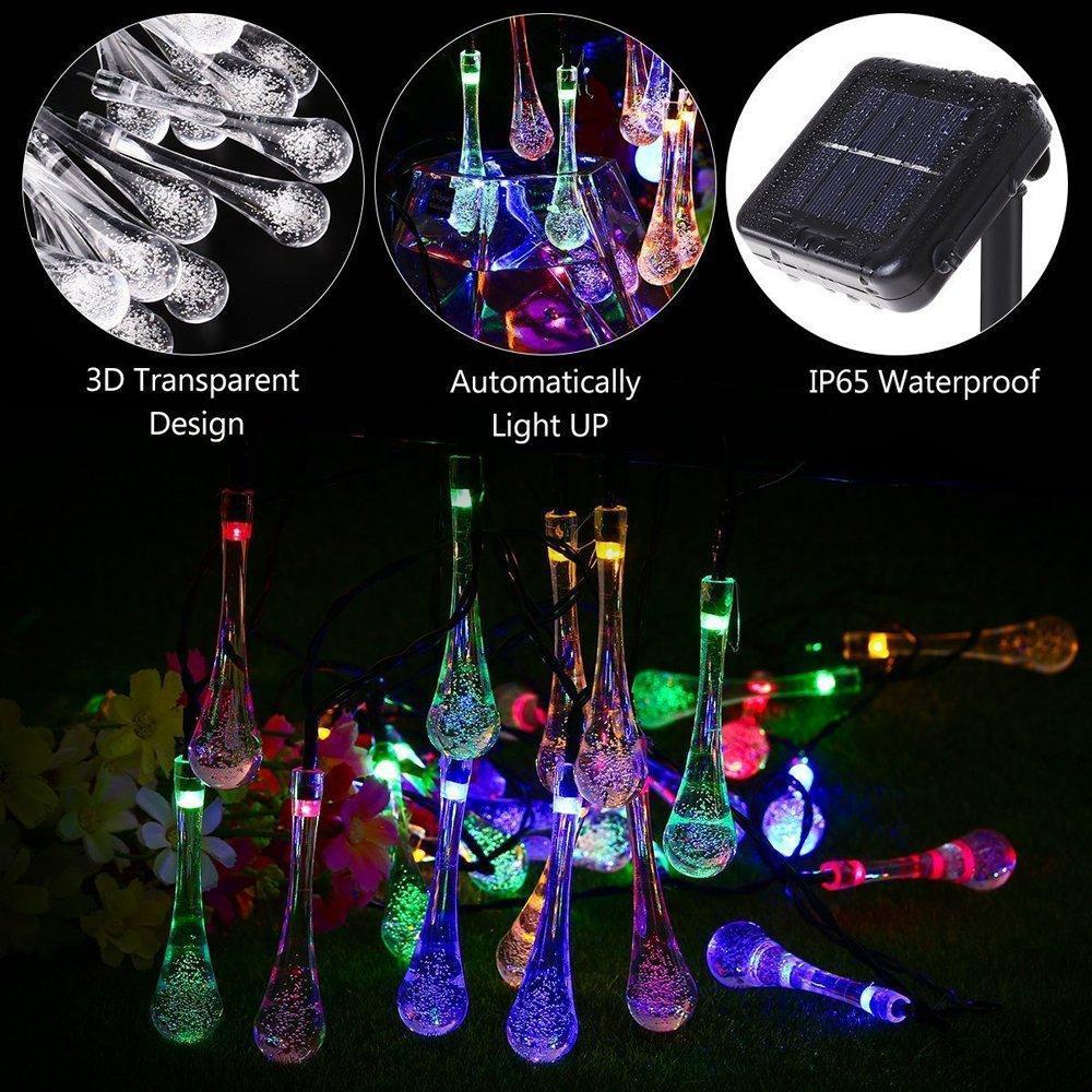 skorter | Outdoor Solar String Lights, Garden Decor LED Water Droplets Waterproof Lights