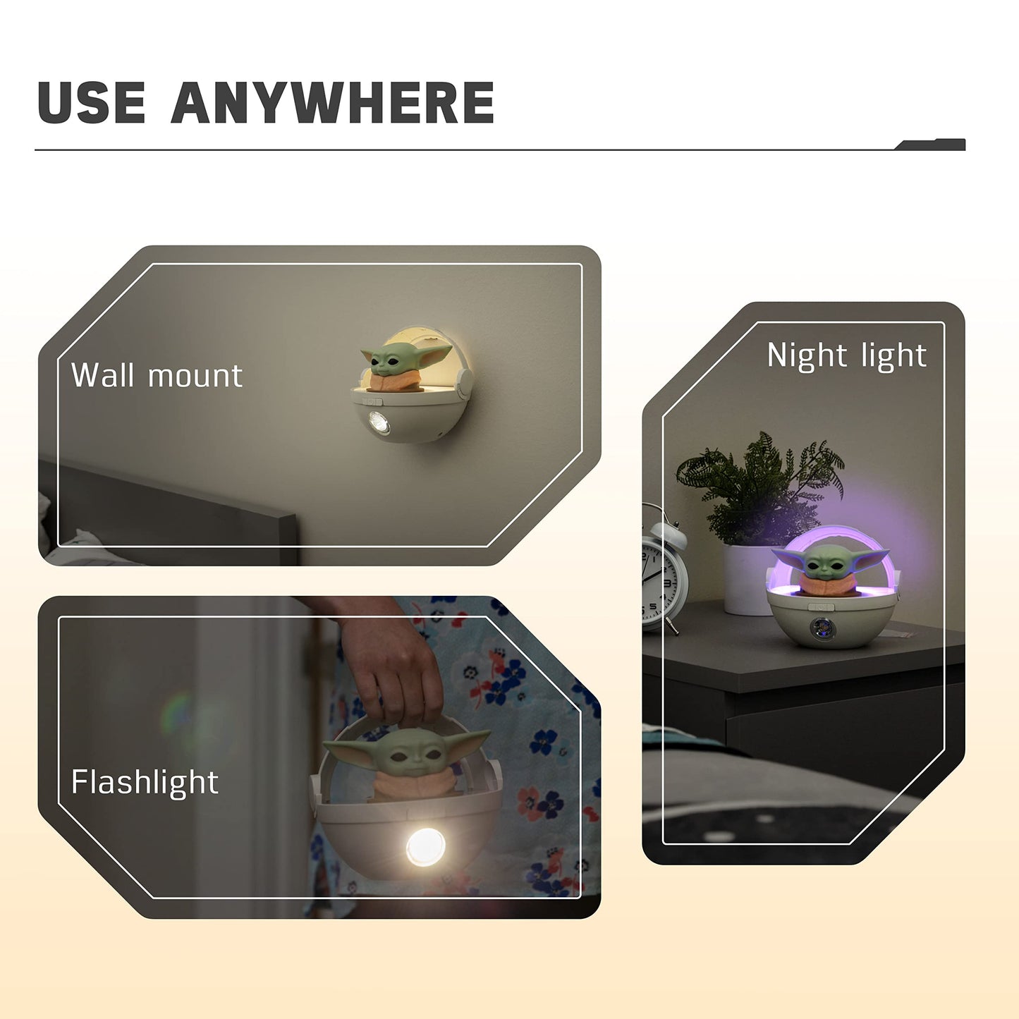 Skorter | Star Wars Baby Yoda Night Light - Color Changing Led Grogu Floating Bearer For Bed and Wall