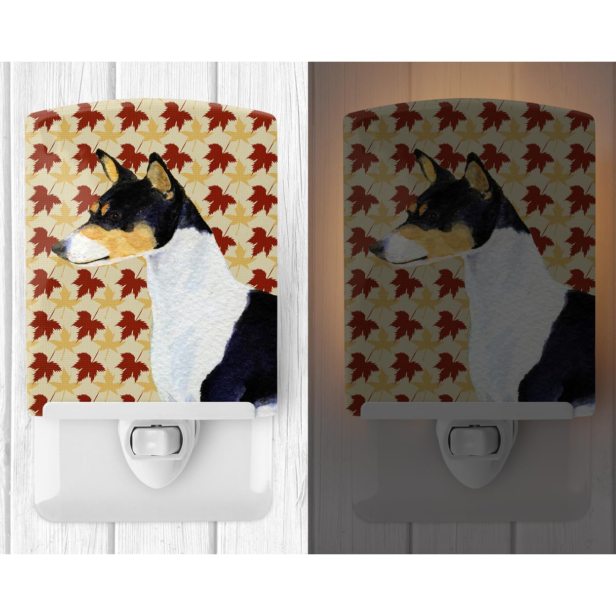 Skorter | Caroline's Treasures Basenji Night Lamp - Ceramic, Ul-certified, 6X4X3, Autumn Leaves Design