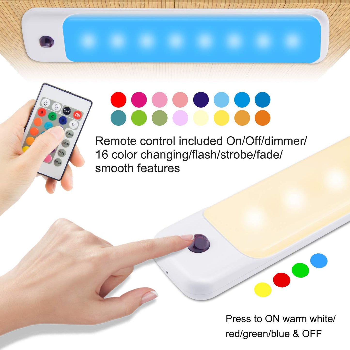 Skorter | Bigmonat Rgb Under Cabinet Lighting With Remote Control, Wireless Color Changing Led Light Strip