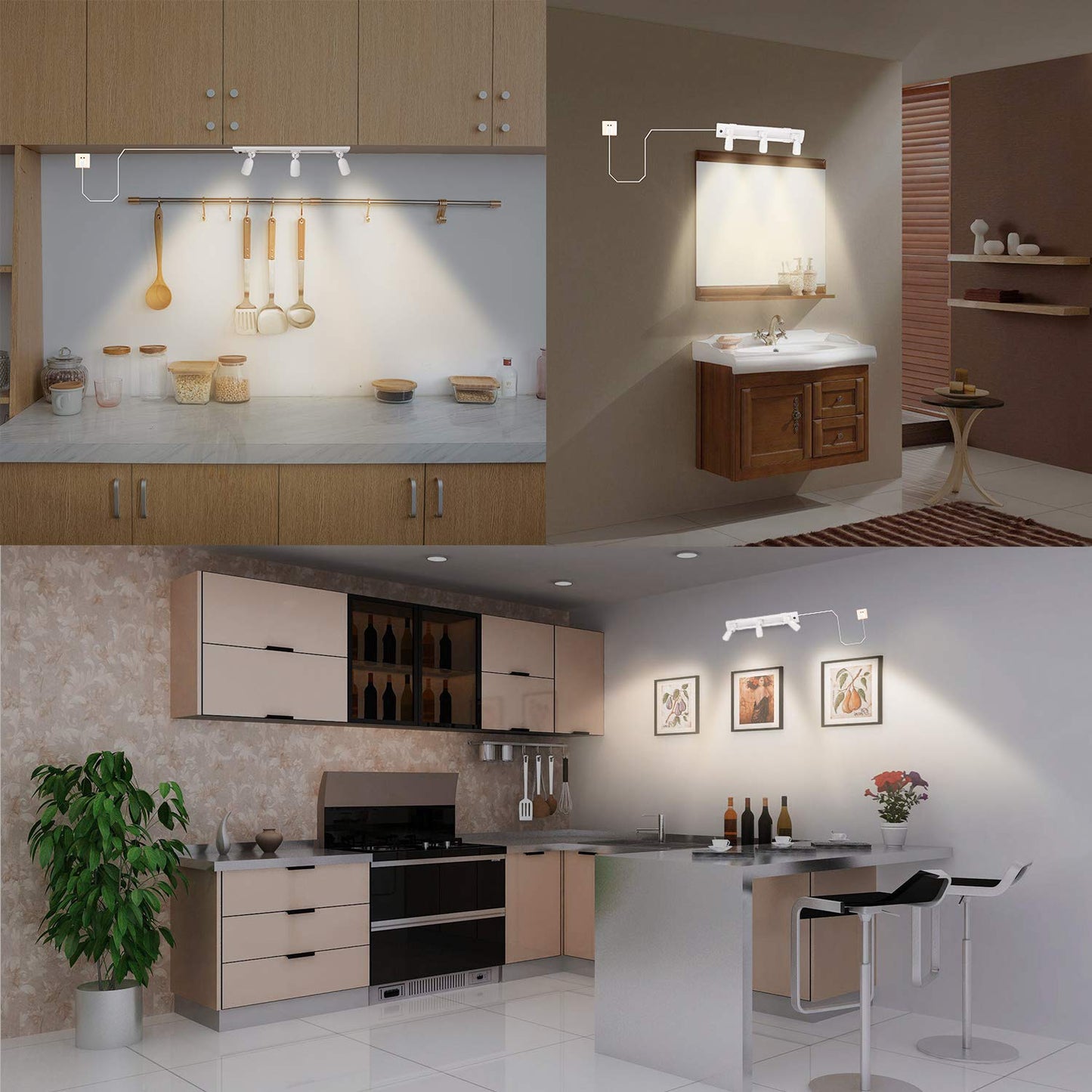 Skorter | Honwell LED Skinner Lighting With 3 Rotatable Heads, Remote Controlled Under Cabinet Accent Lights