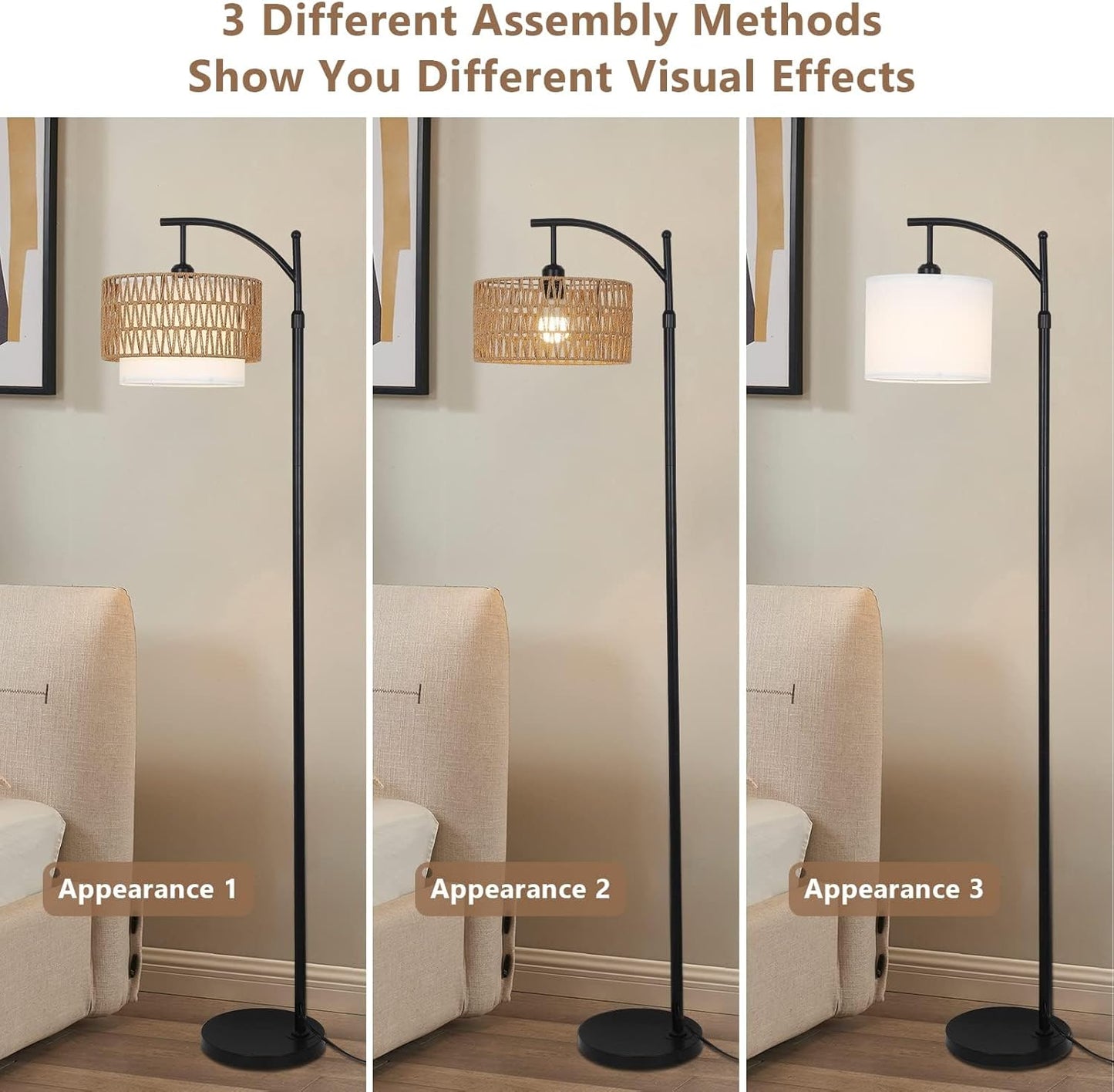 Skorter | Arc Floor Lamp with Remote Control & Dual Shades – Norvella