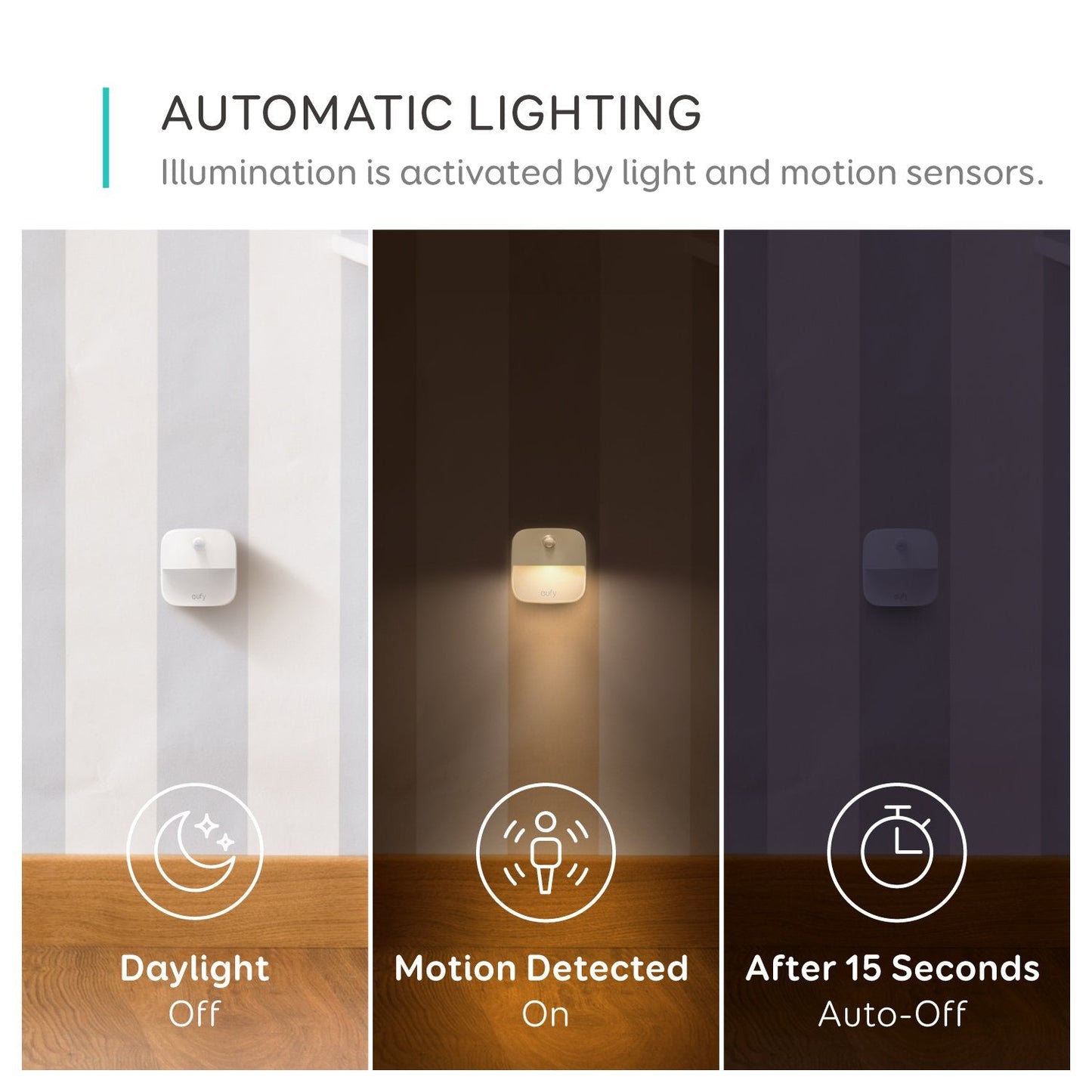 Skorter | Eufy Stick Light, Motion Sensor, Warm White Led, 3-Pack for Bedroom, Bathroom, Kitchen