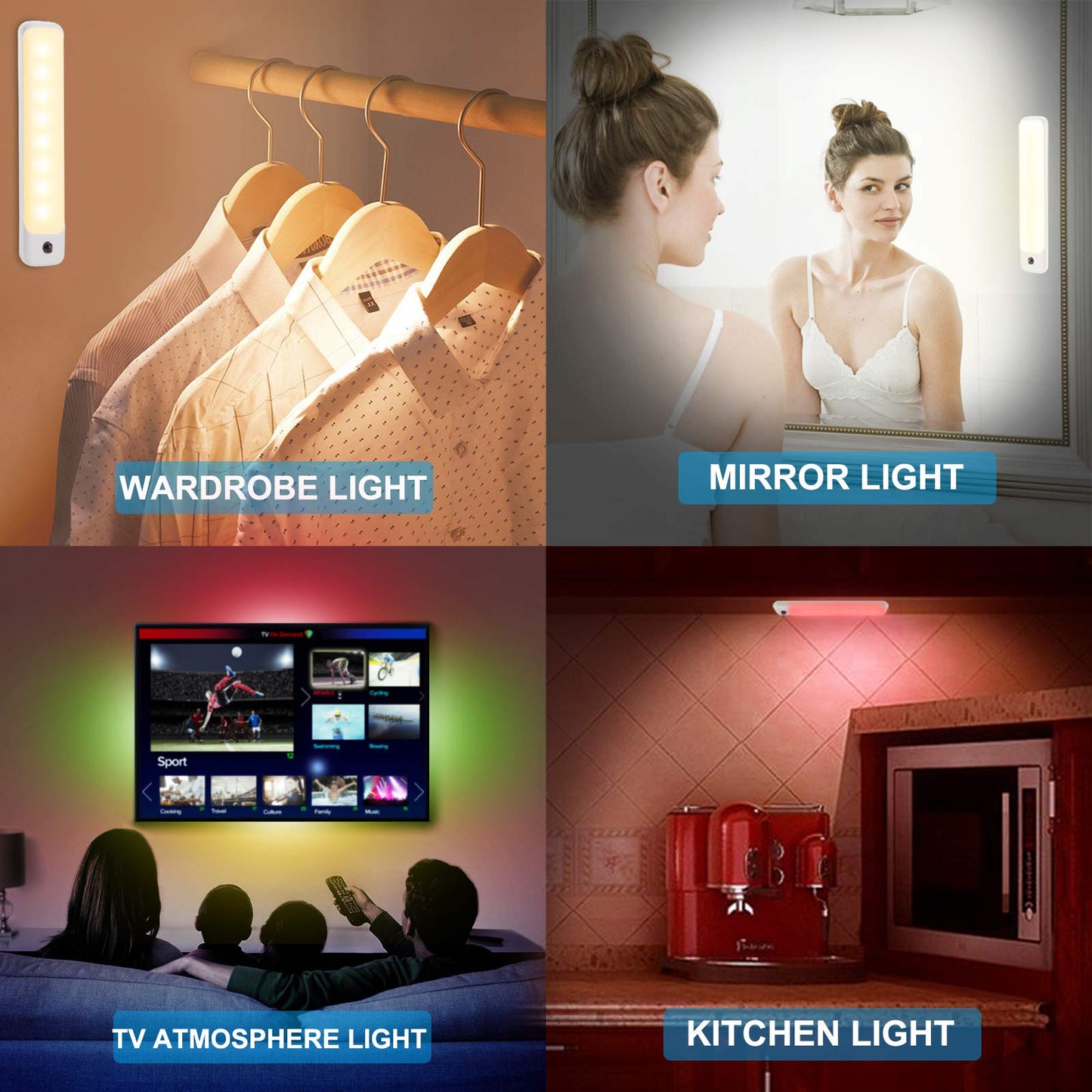Skorter | Bigmonat Rgb Under Cabinet Lighting With Remote Control, Wireless Color Changing Led Light Strip