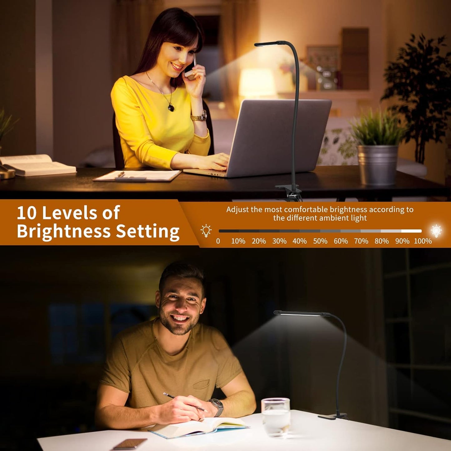 Skorter | 77 LED Desk Clamp Lamp with USB Power & Flexible Gooseneck – Serava