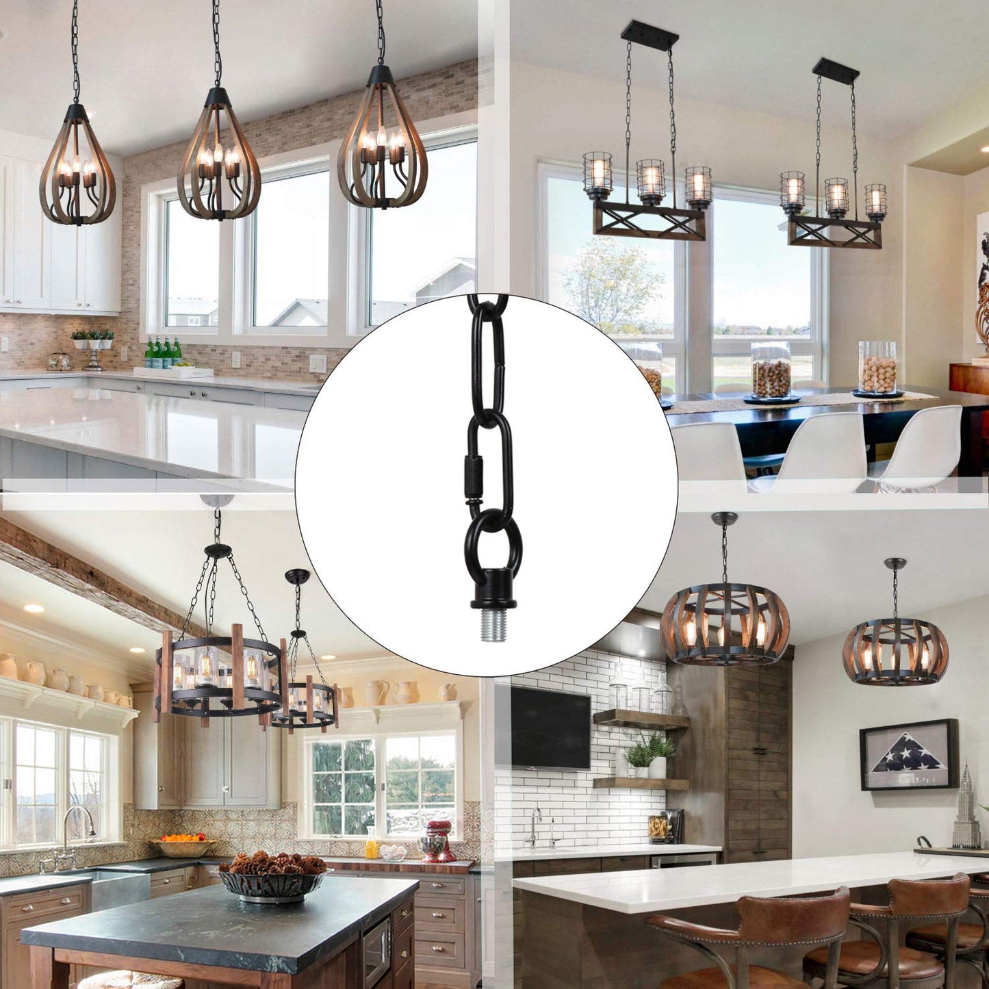 Skorter | Eumyviv 15Ft Heavy Duty Black Chain For Pendant Lamp, Supports 65 Lbs, Ideal For High Ceilings