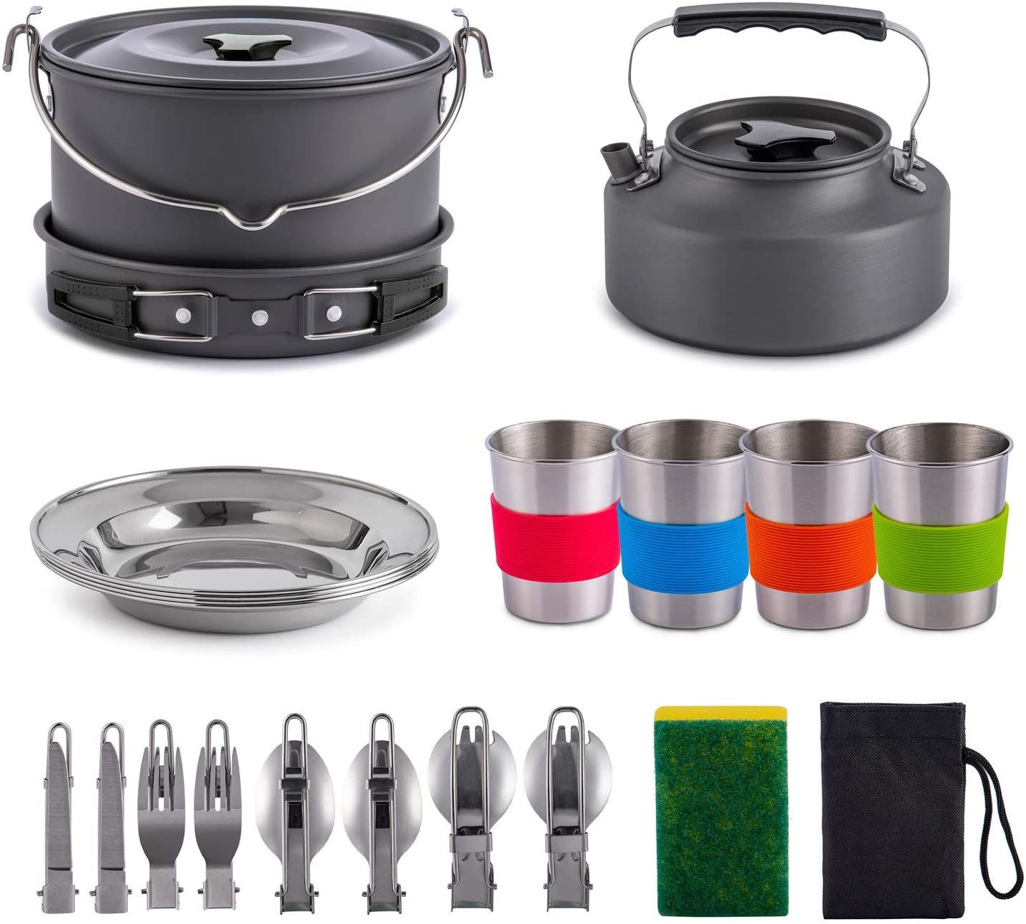 Skørter | Gonex 11pcs/13pcs/16pcs/21pcs Camping Kitchen Equipment Set Mess Kit, Backpacking Cooking Equipment, Stackable Portable Non Stick Pot Pan Cook for Outdoor Hiking