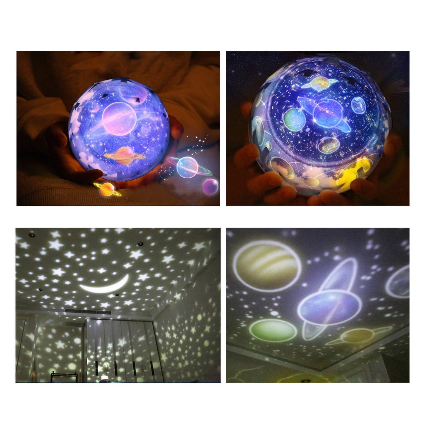 Skorter | Elmchee Star Night Light Projector Lamp For Kids - Blue, 3 Film Sets, Romantic Bedroom Decor